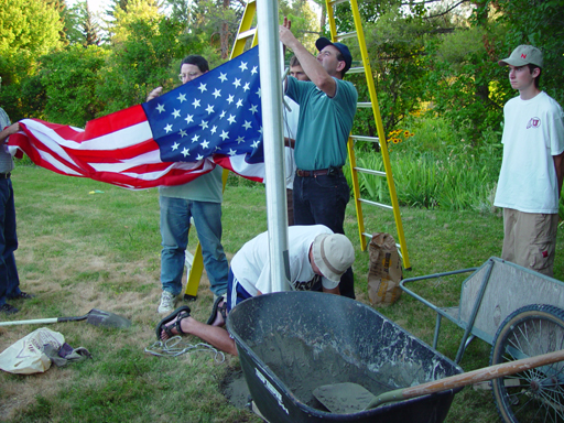 Erecting Grandma & Grandpa Israelsen's Flagpole