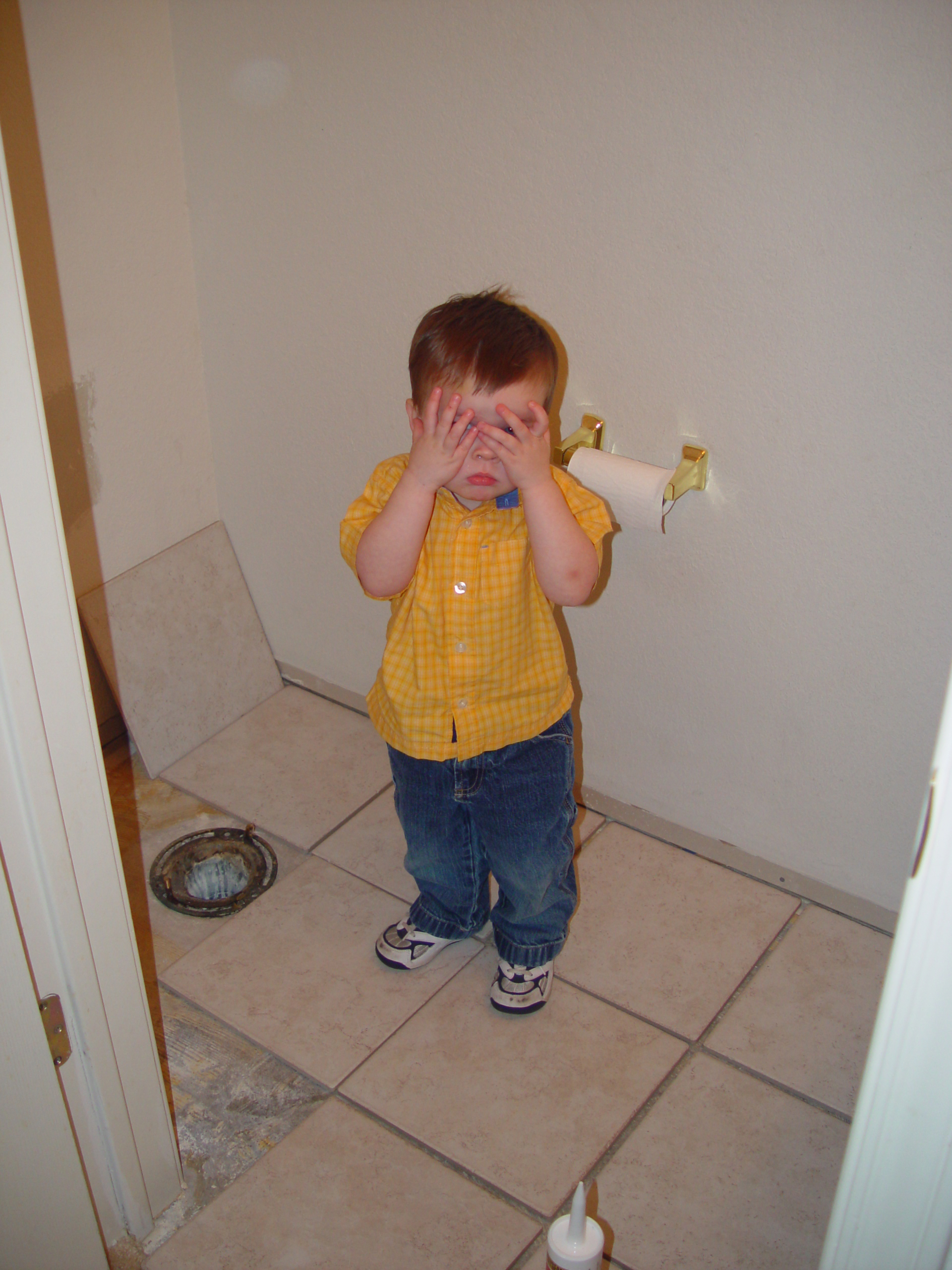 Stan, DeNae, and Ethan come to visit, Tiling Bathroom, Ava rolls over