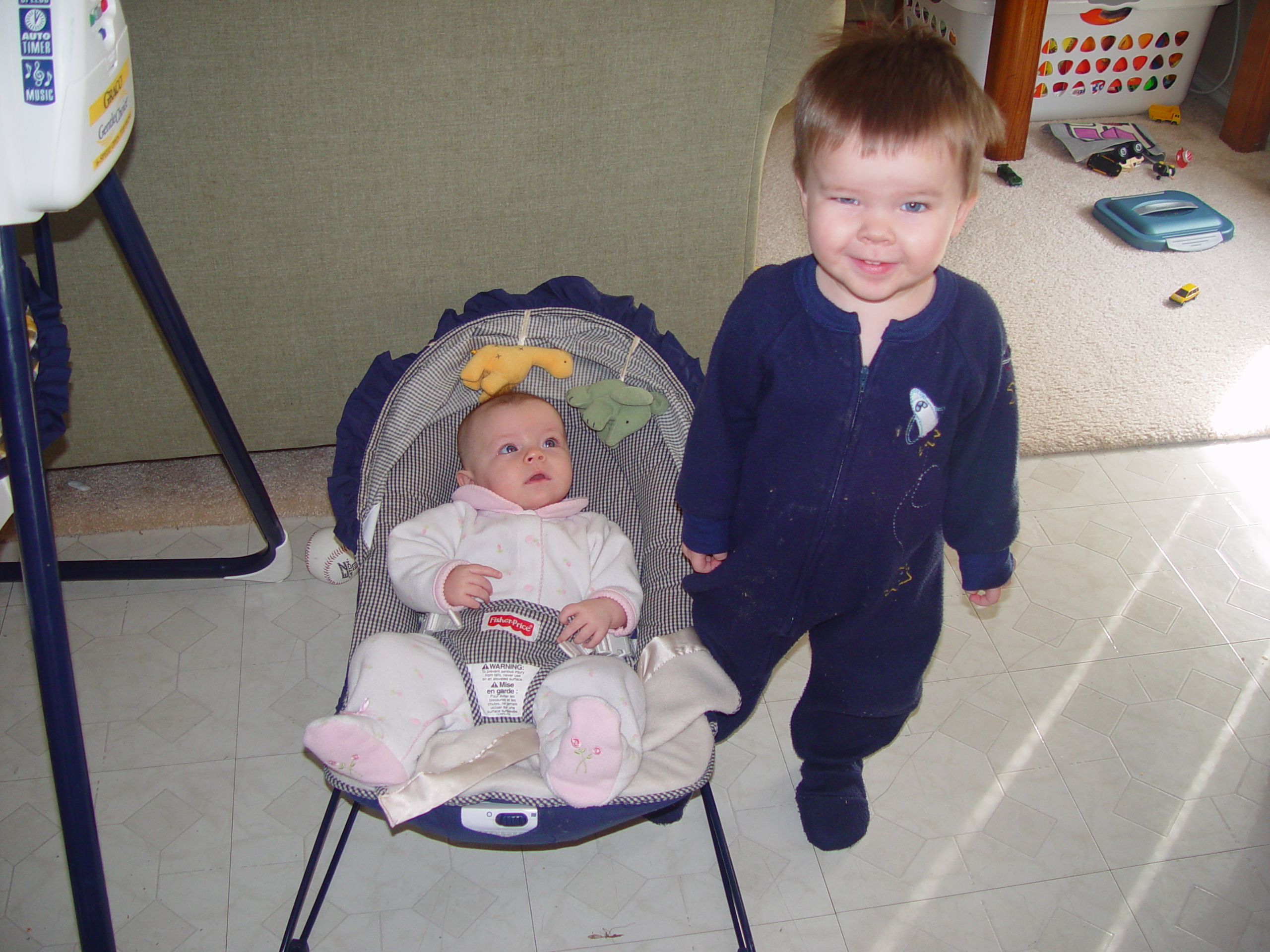 Stan, DeNae, and Ethan come to visit, Tiling Bathroom, Ava rolls over