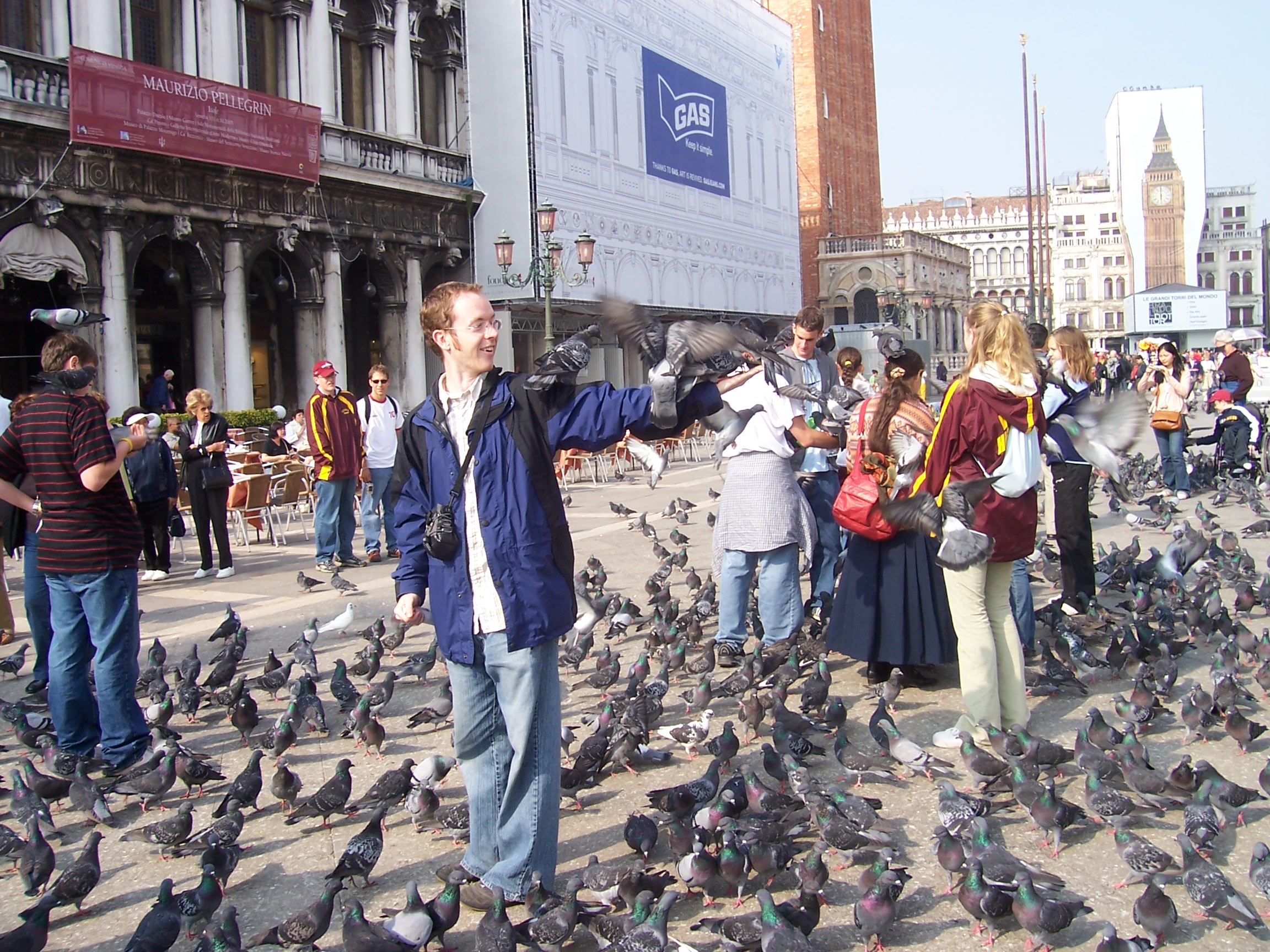Europe Trip 2005 - Italy (Venice - Pigeons, St Mark's Basilica / Square / Clocktower, Gondola Ride, Gelato)