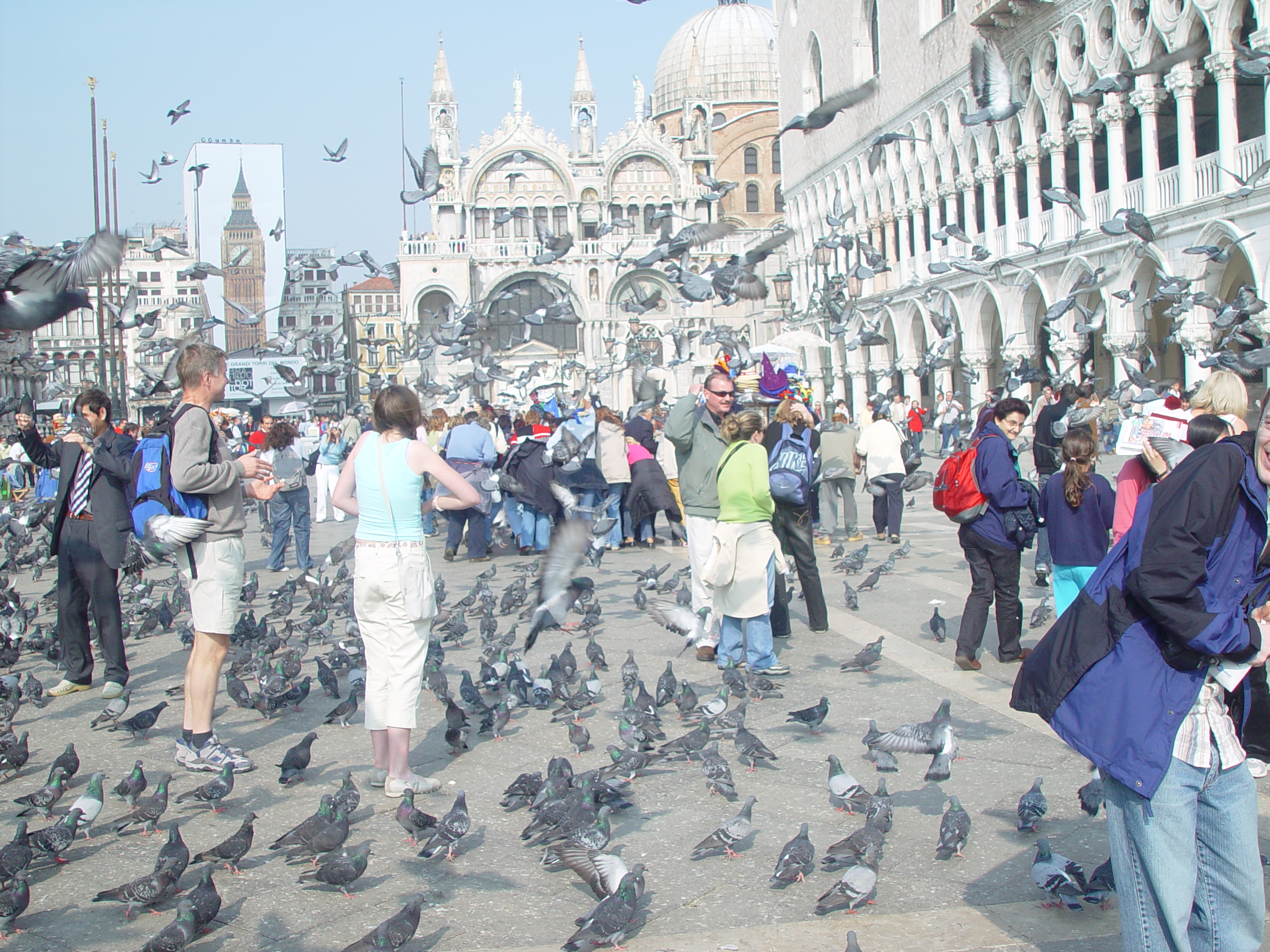 Europe Trip 2005 - Italy (Venice - Pigeons, St Mark's Basilica / Square / Clocktower, Gondola Ride, Gelato)