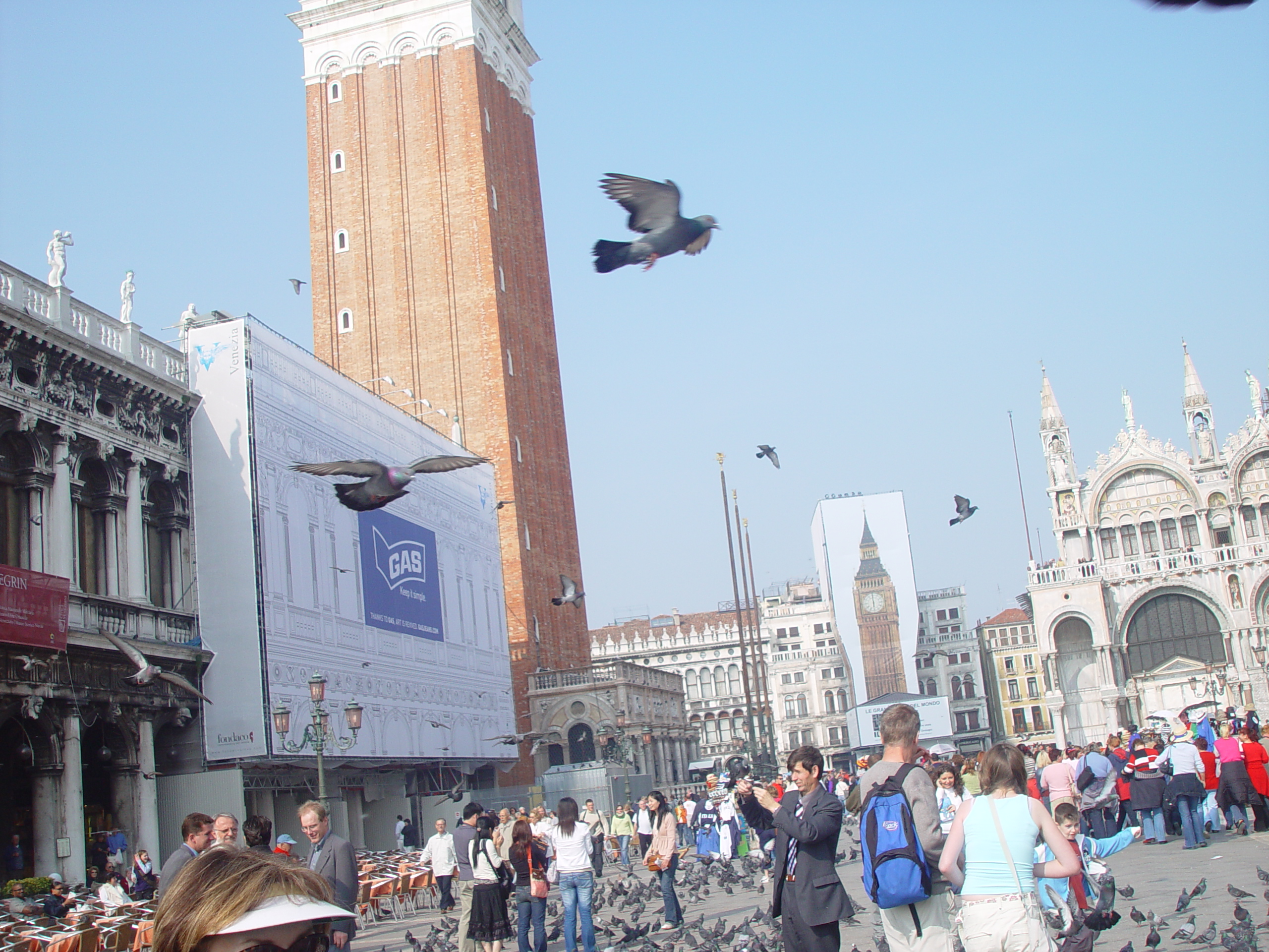 Europe Trip 2005 - Italy (Venice - Pigeons, St Mark's Basilica / Square / Clocktower, Gondola Ride, Gelato)