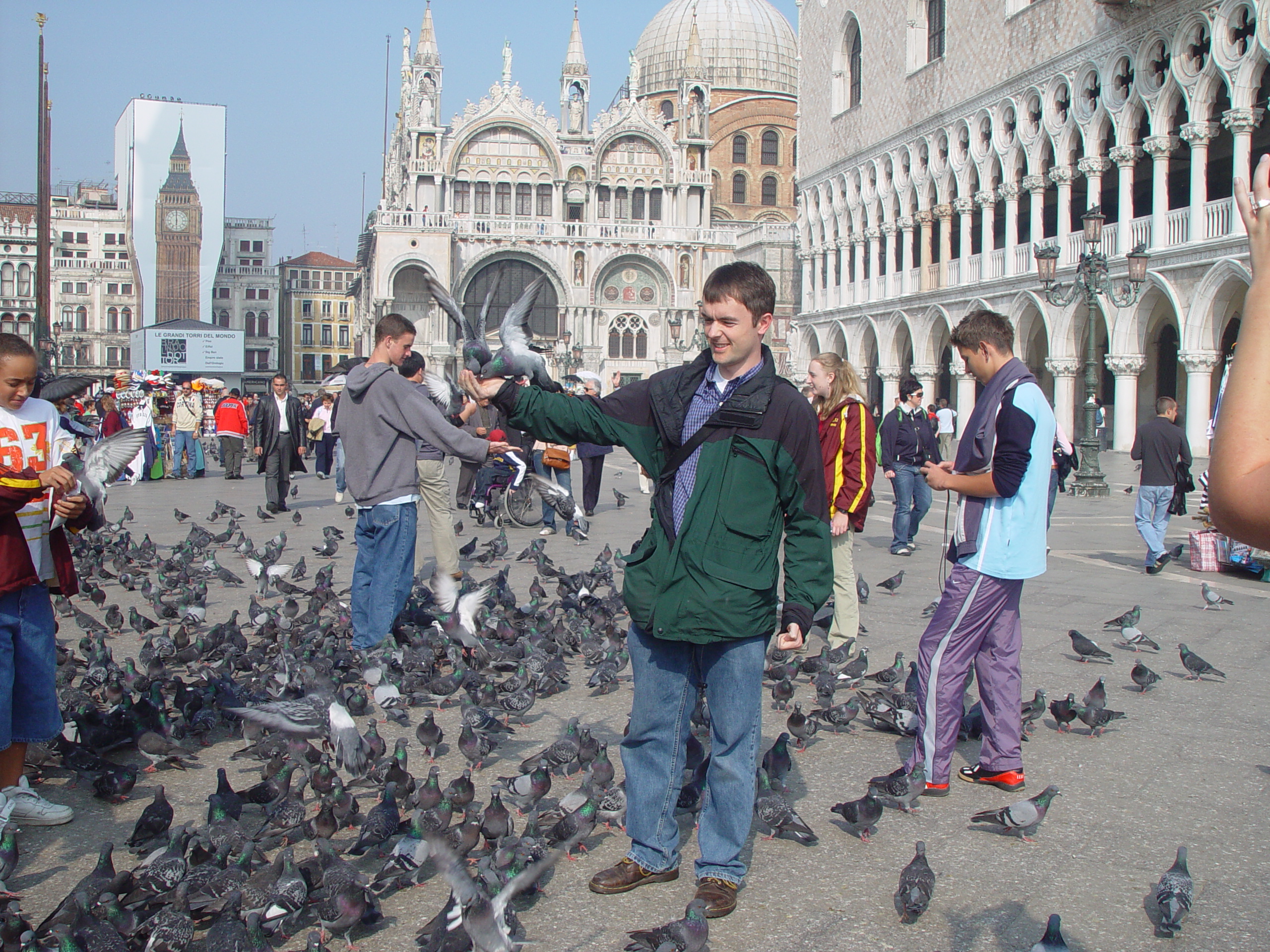 Europe Trip 2005 - Italy (Venice - Pigeons, St Mark's Basilica / Square / Clocktower, Gondola Ride, Gelato)