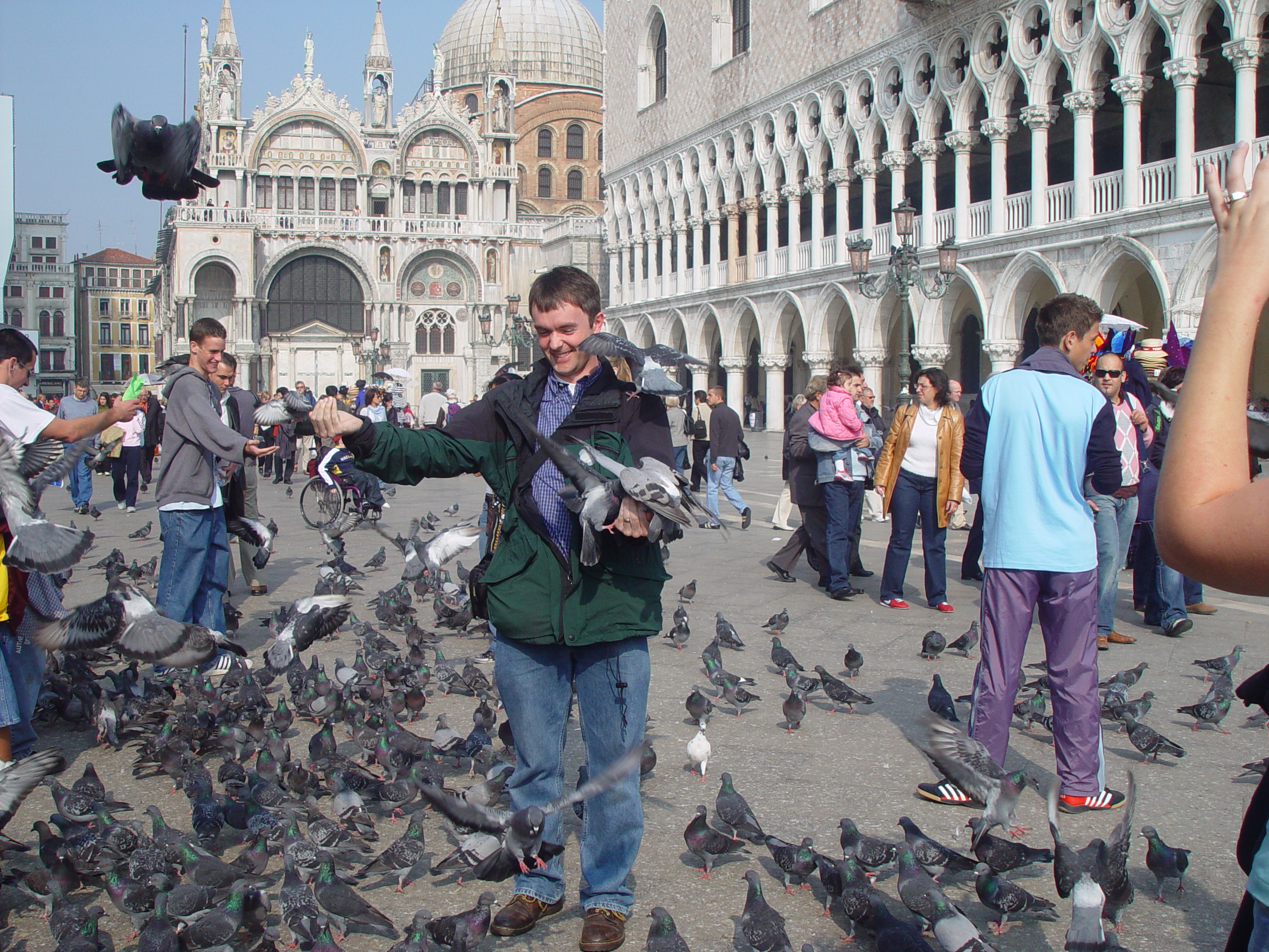 Europe Trip 2005 - Italy (Venice - Pigeons, St Mark's Basilica / Square / Clocktower, Gondola Ride, Gelato)