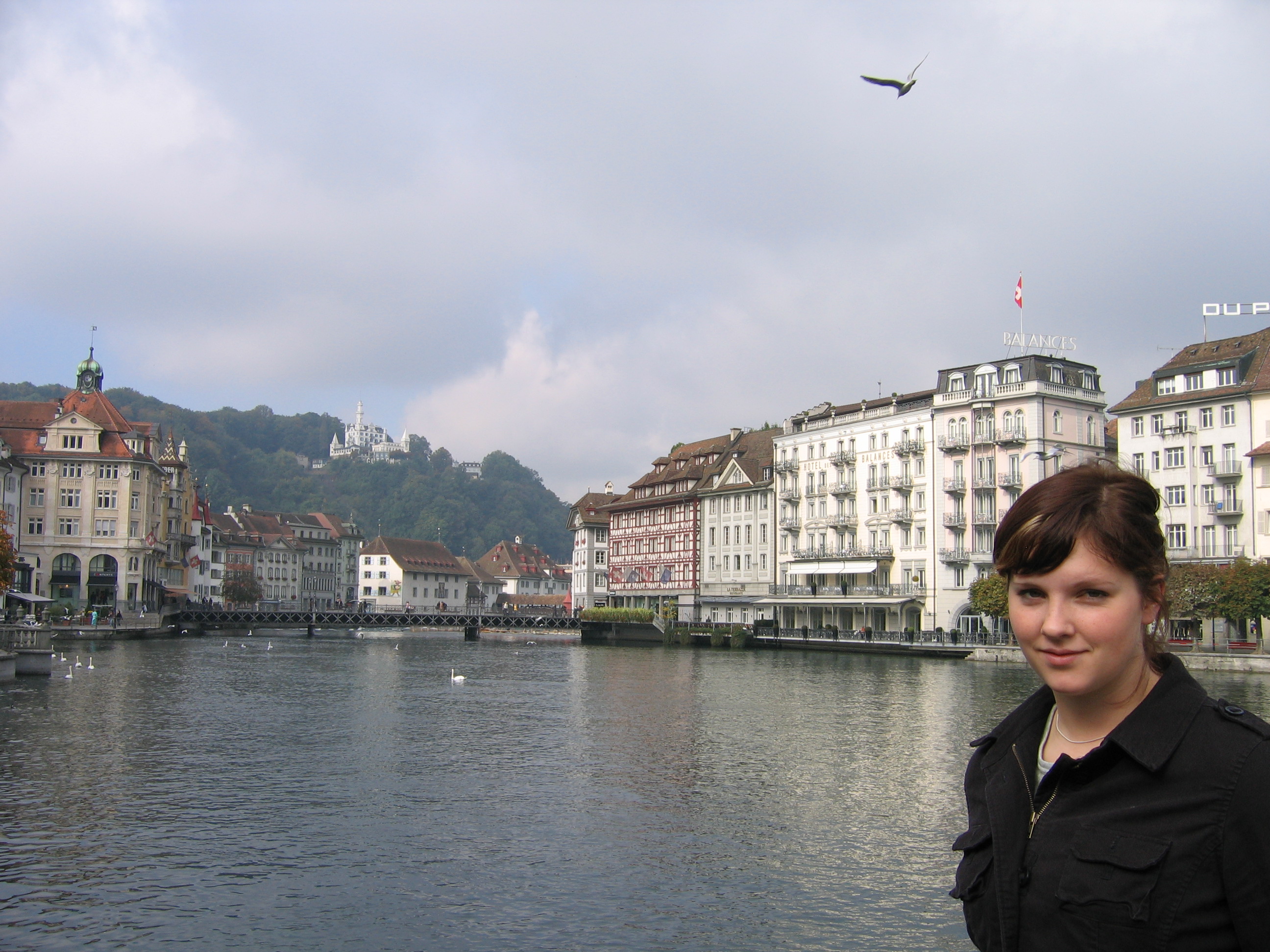 Europe Trip 2005 - Switzerland (Lucerne - The Chapel Bridge (Kapellbrucke) and Water Tower (Wasserturm), Feeding the Swans)