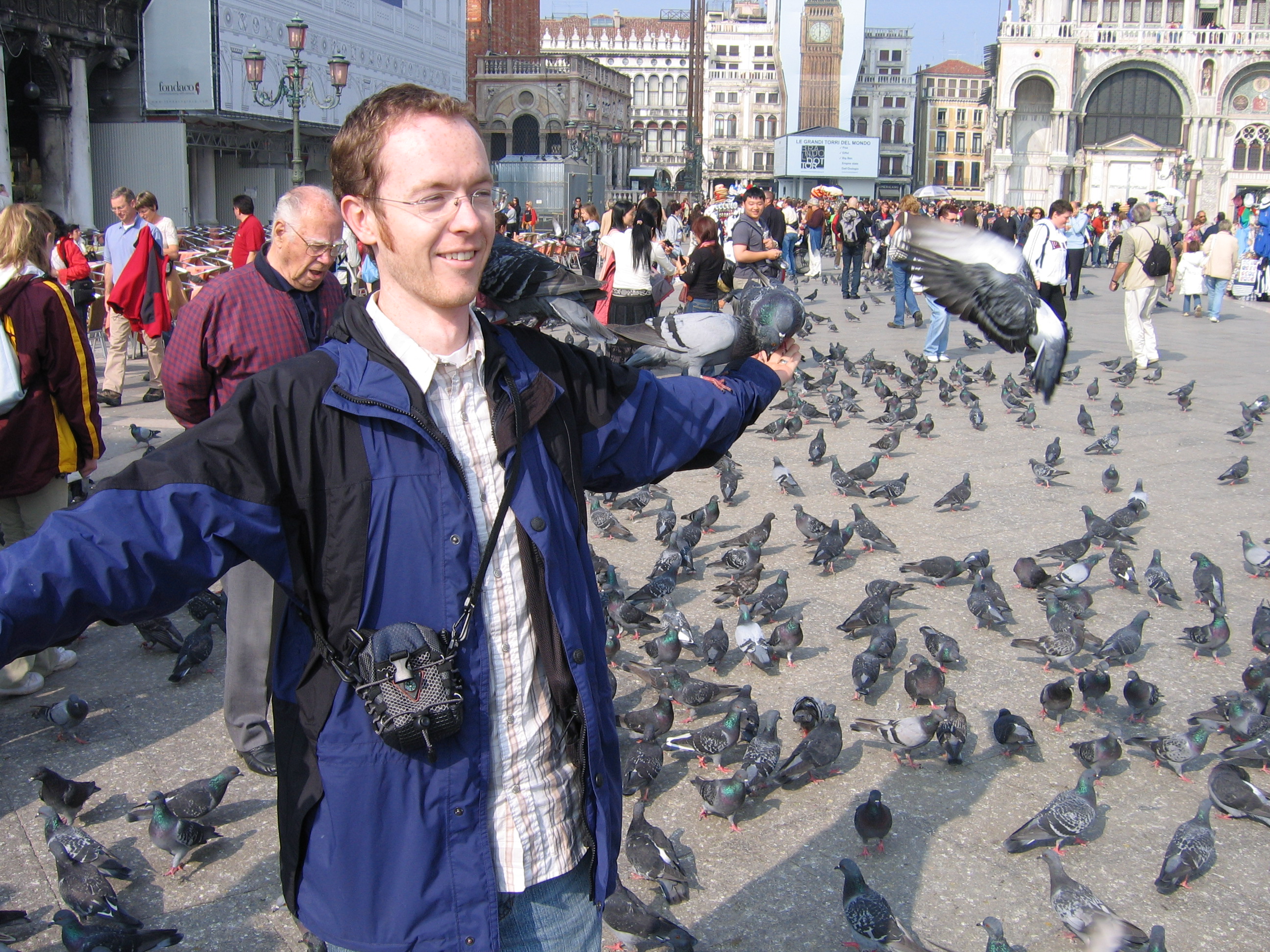 Europe Trip 2005 - Italy (Venice - Pigeons, St Mark's Basilica / Square / Clocktower, Gondola Ride, Gelato)