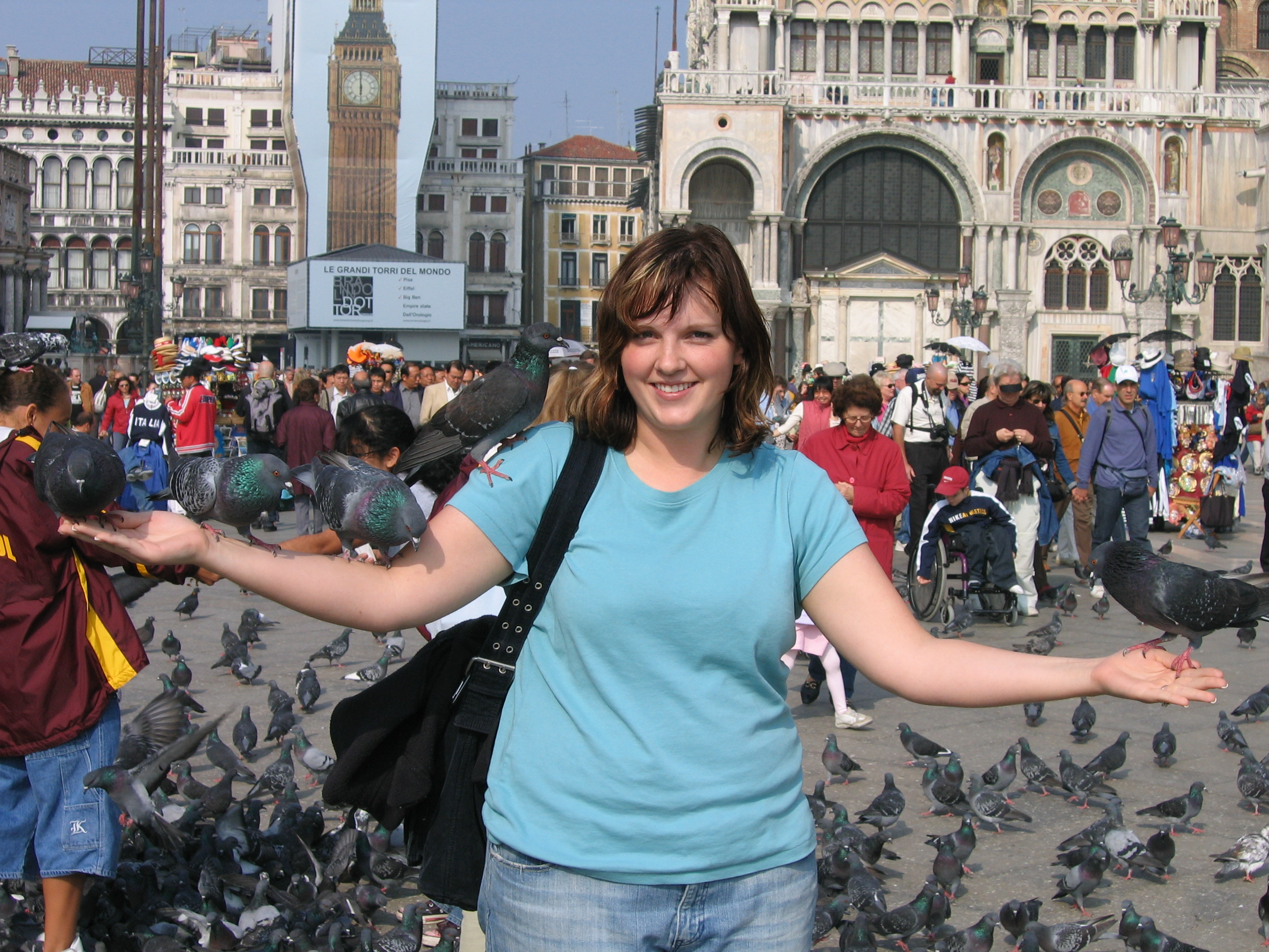 Europe Trip 2005 - Italy (Venice - Pigeons, St Mark's Basilica / Square / Clocktower, Gondola Ride, Gelato)