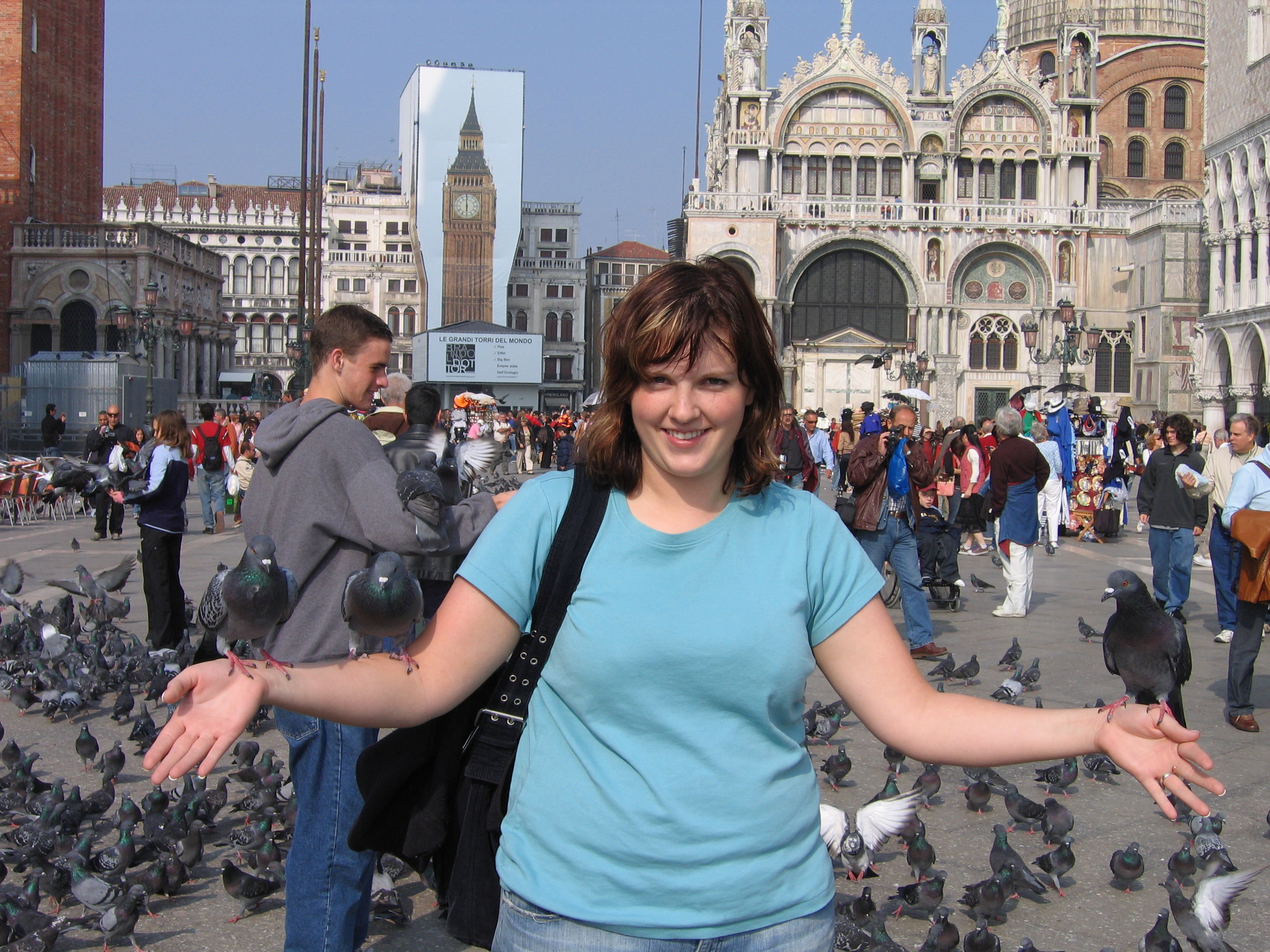 Europe Trip 2005 - Italy (Venice - Pigeons, St Mark's Basilica / Square / Clocktower, Gondola Ride, Gelato)