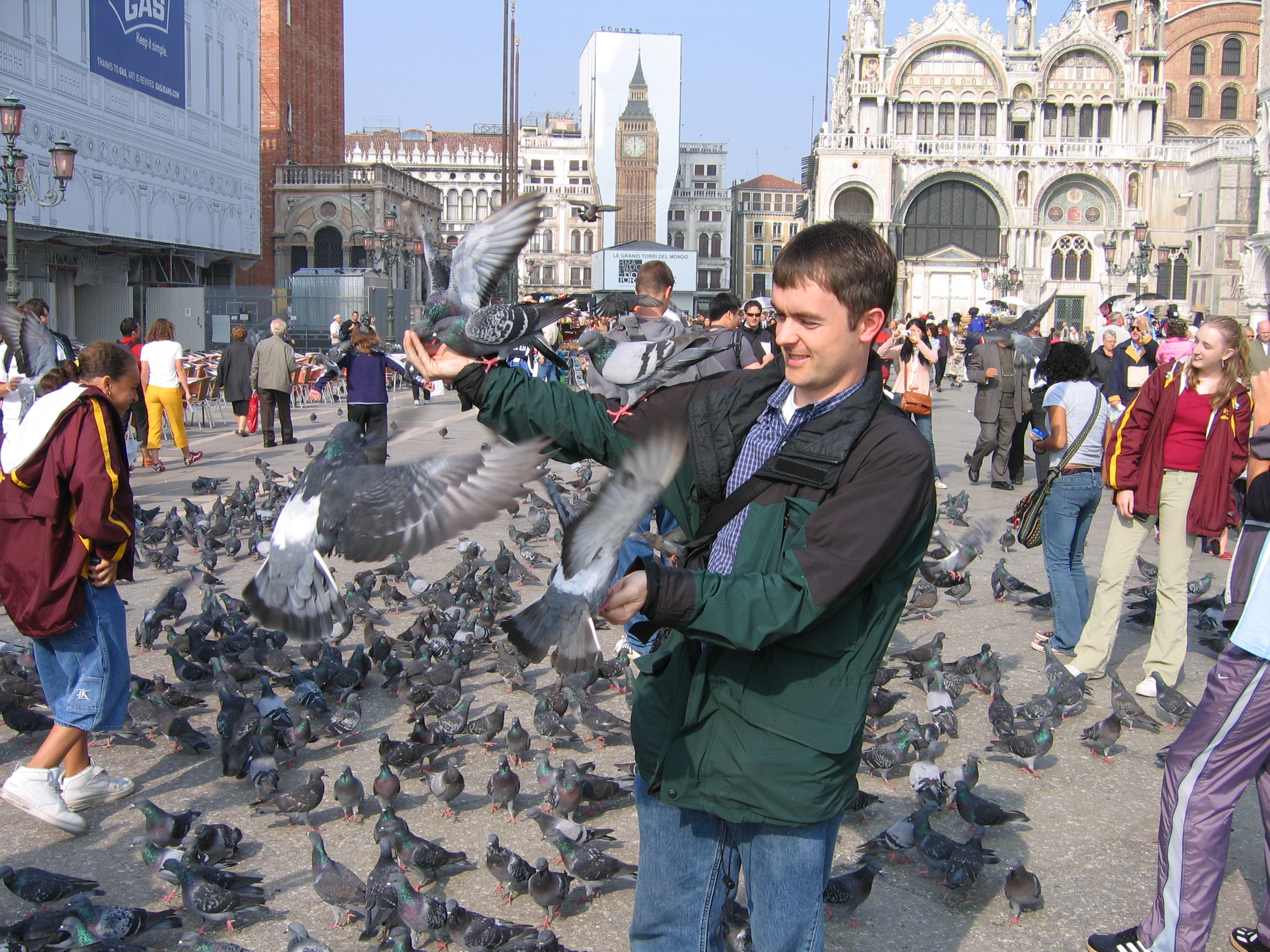 Europe Trip 2005 - Italy (Venice - Pigeons, St Mark's Basilica / Square / Clocktower, Gondola Ride, Gelato)