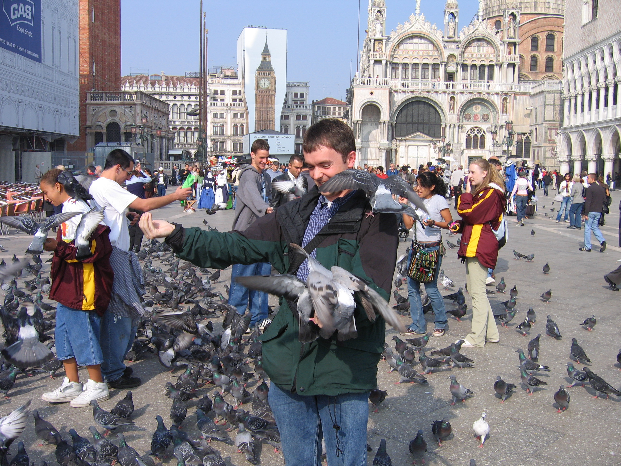 Europe Trip 2005 - Italy (Venice - Pigeons, St Mark's Basilica / Square / Clocktower, Gondola Ride, Gelato)