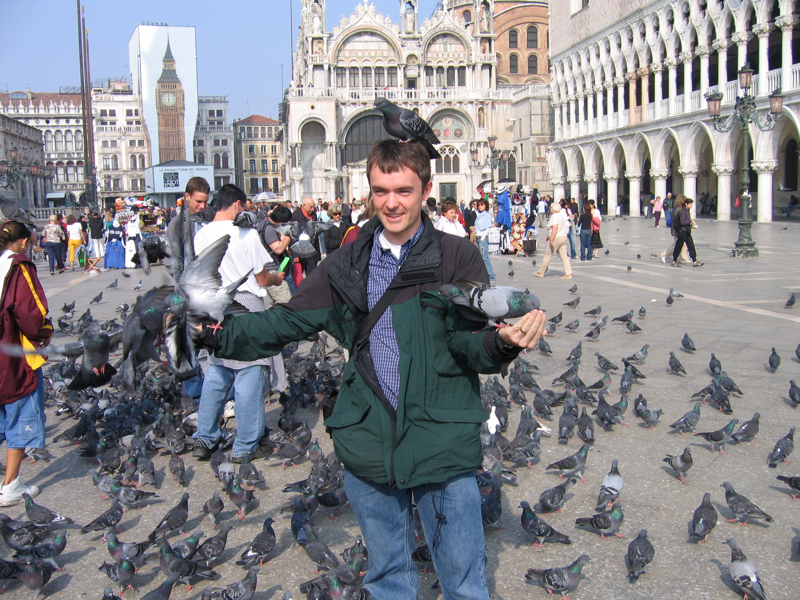 Europe Trip 2005 - Italy (Venice - Pigeons, St Mark's Basilica / Square / Clocktower, Gondola Ride, Gelato)