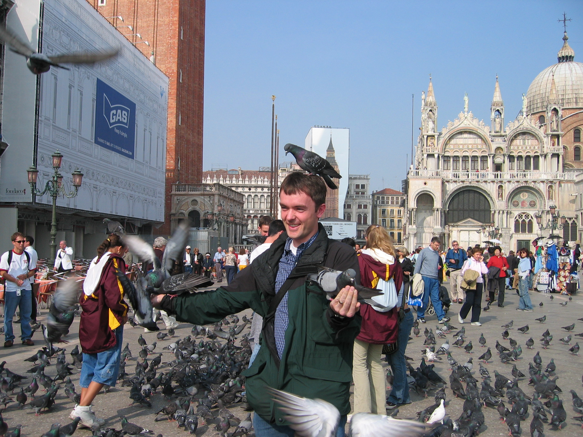 Europe Trip 2005 - Italy (Venice - Pigeons, St Mark's Basilica / Square / Clocktower, Gondola Ride, Gelato)