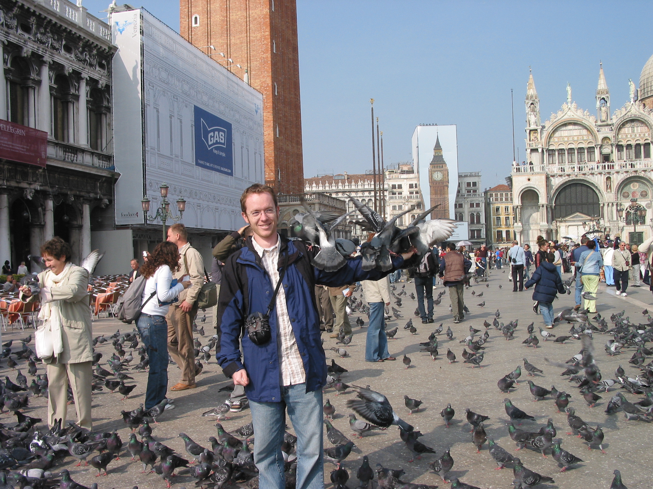 Europe Trip 2005 - Italy (Venice - Pigeons, St Mark's Basilica / Square / Clocktower, Gondola Ride, Gelato)