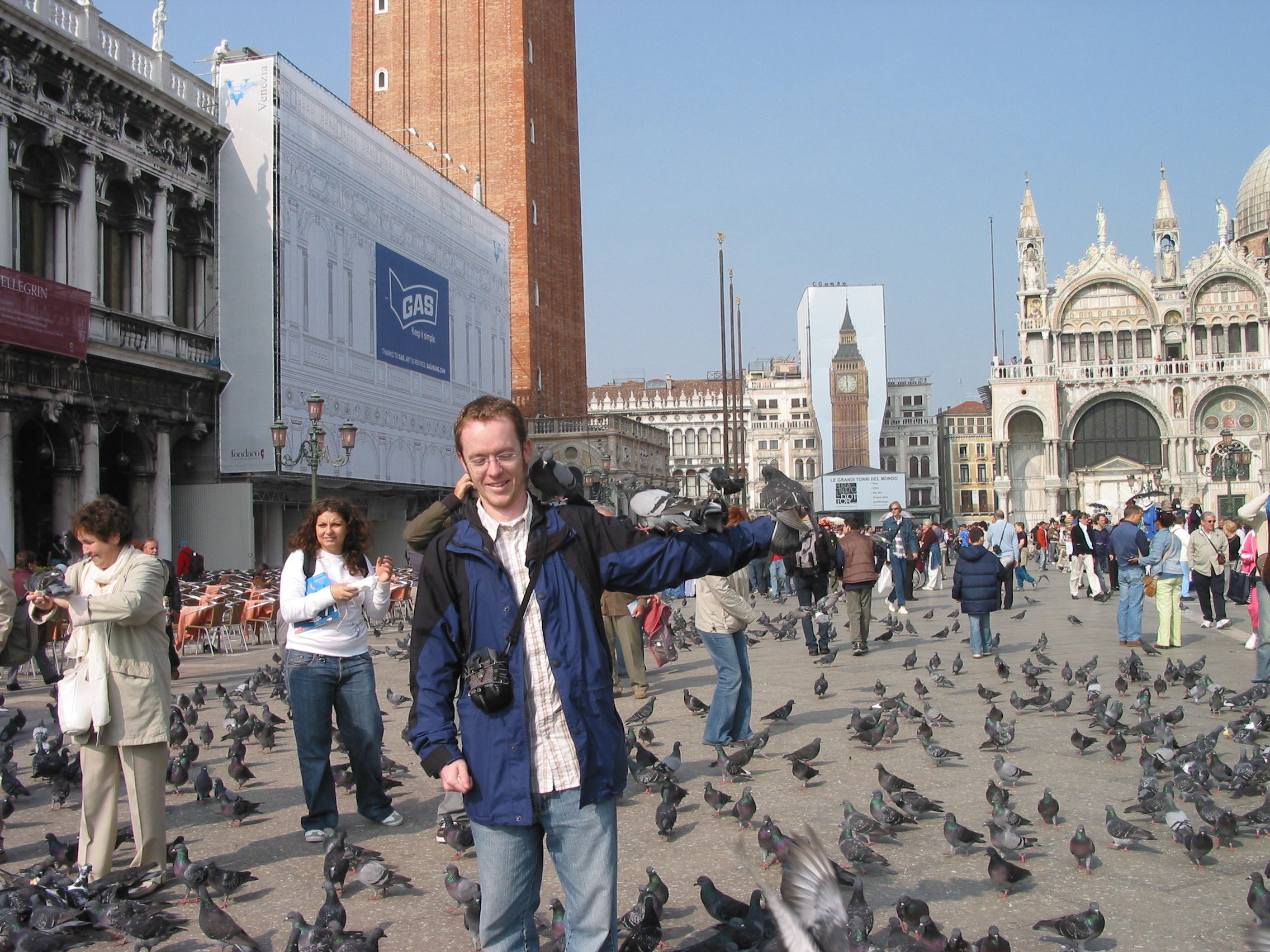 Europe Trip 2005 - Italy (Venice - Pigeons, St Mark's Basilica / Square / Clocktower, Gondola Ride, Gelato)