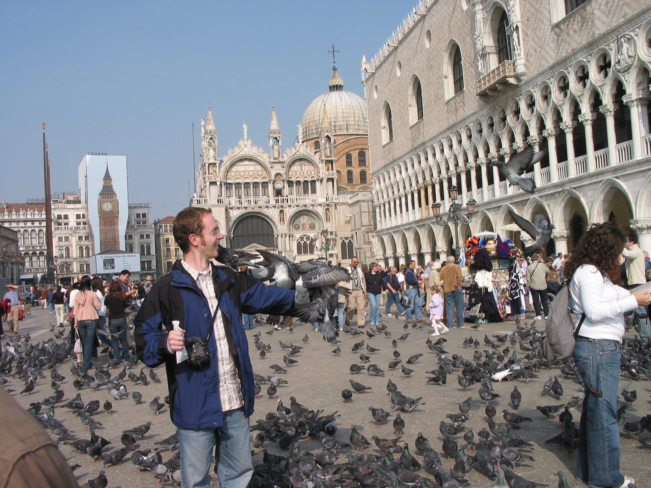 Europe Trip 2005 - Italy (Venice - Pigeons, St Mark's Basilica / Square / Clocktower, Gondola Ride, Gelato)