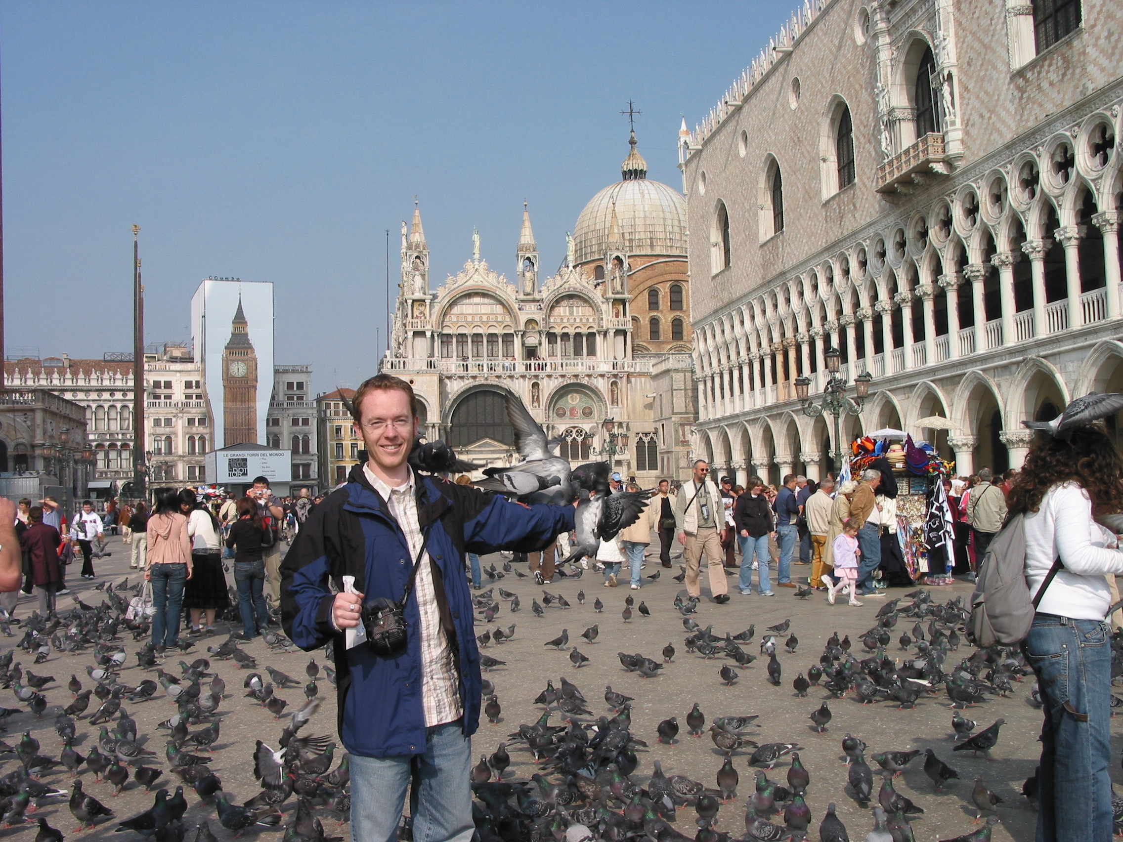 Europe Trip 2005 - Italy (Venice - Pigeons, St Mark's Basilica / Square / Clocktower, Gondola Ride, Gelato)