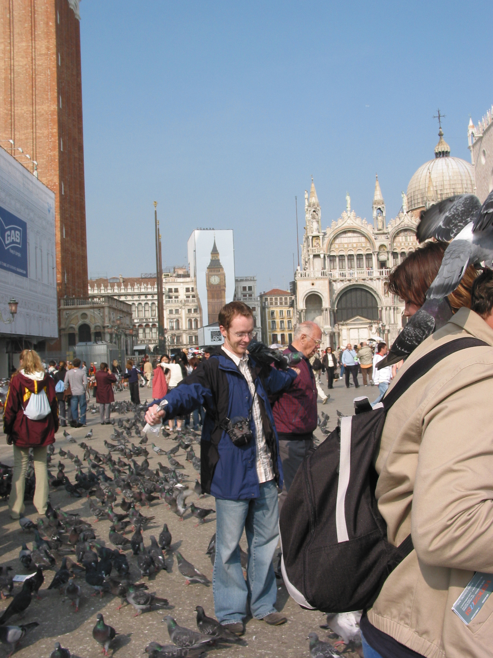 Europe Trip 2005 - Italy (Venice - Pigeons, St Mark's Basilica / Square / Clocktower, Gondola Ride, Gelato)