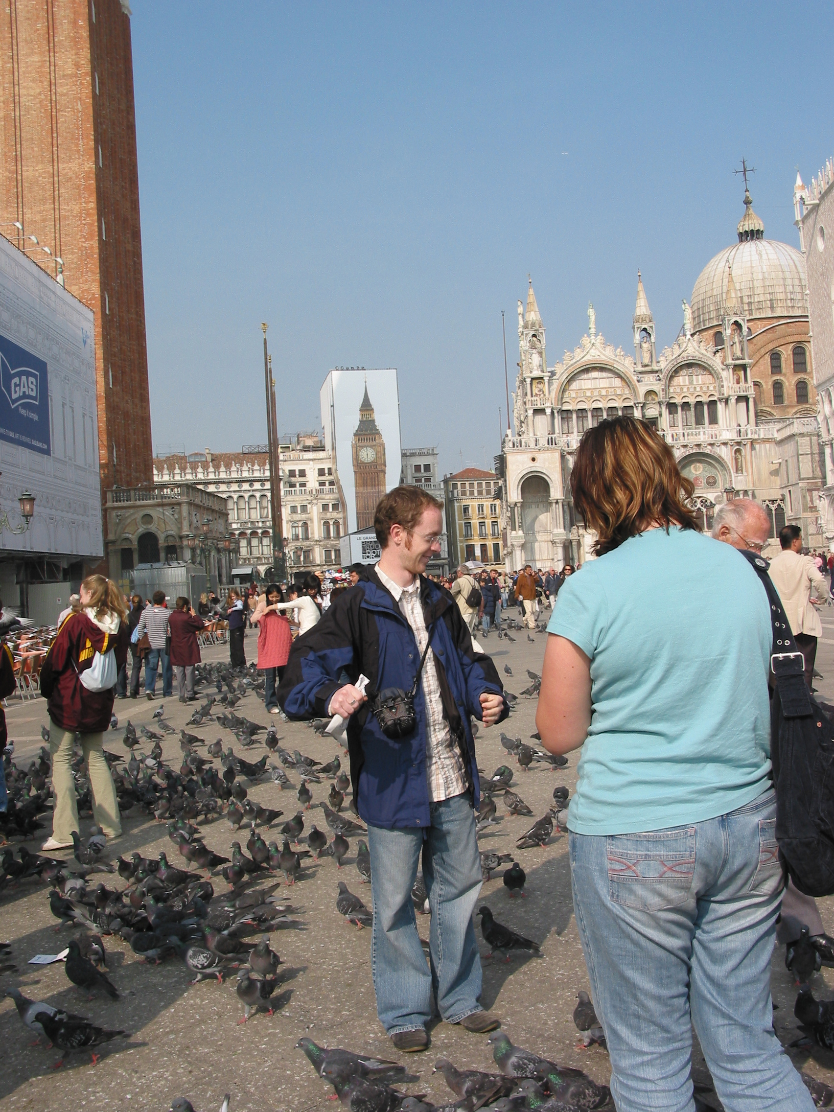 Europe Trip 2005 - Italy (Venice - Pigeons, St Mark's Basilica / Square / Clocktower, Gondola Ride, Gelato)