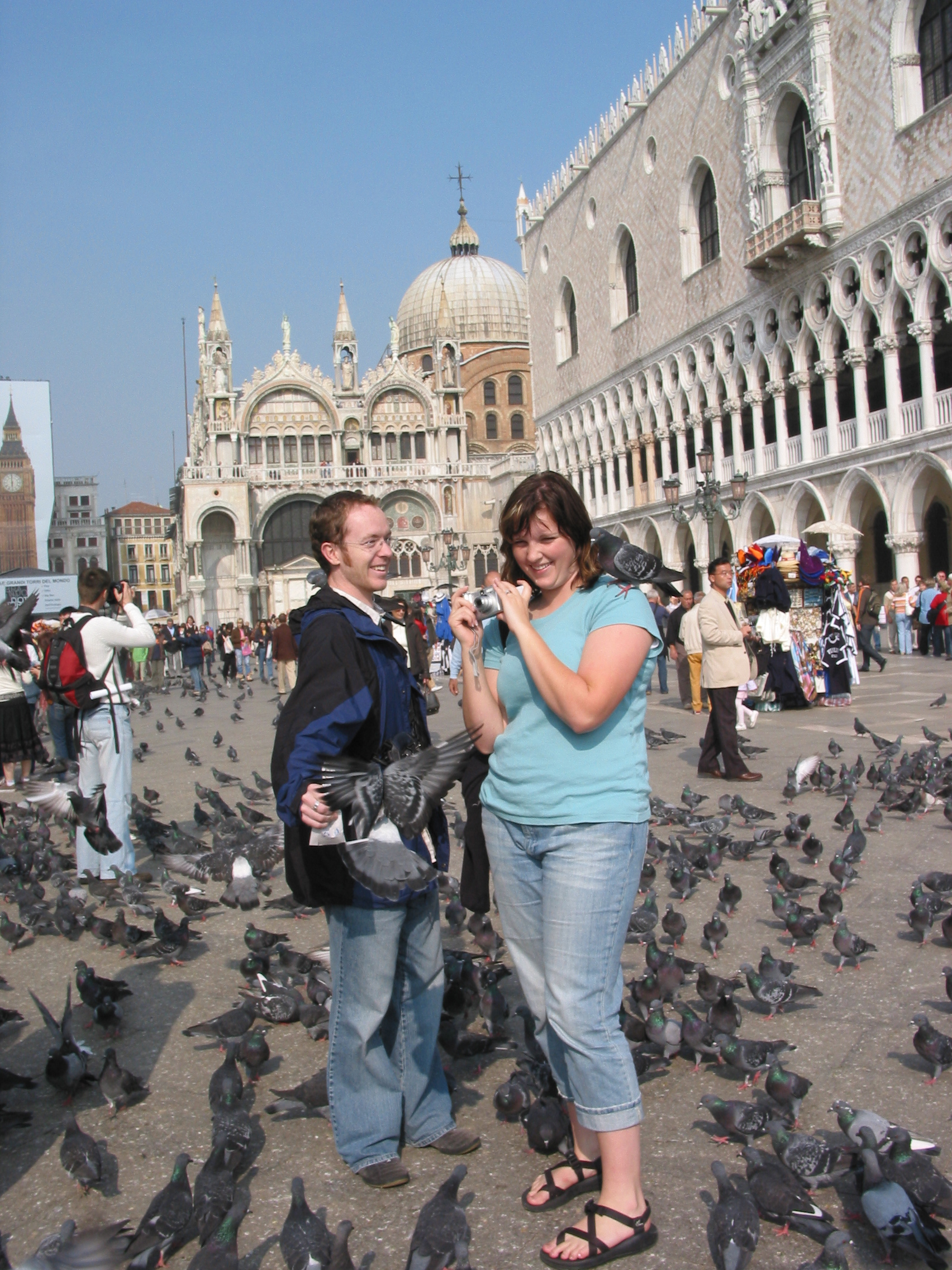 Europe Trip 2005 - Italy (Venice - Pigeons, St Mark's Basilica / Square / Clocktower, Gondola Ride, Gelato)
