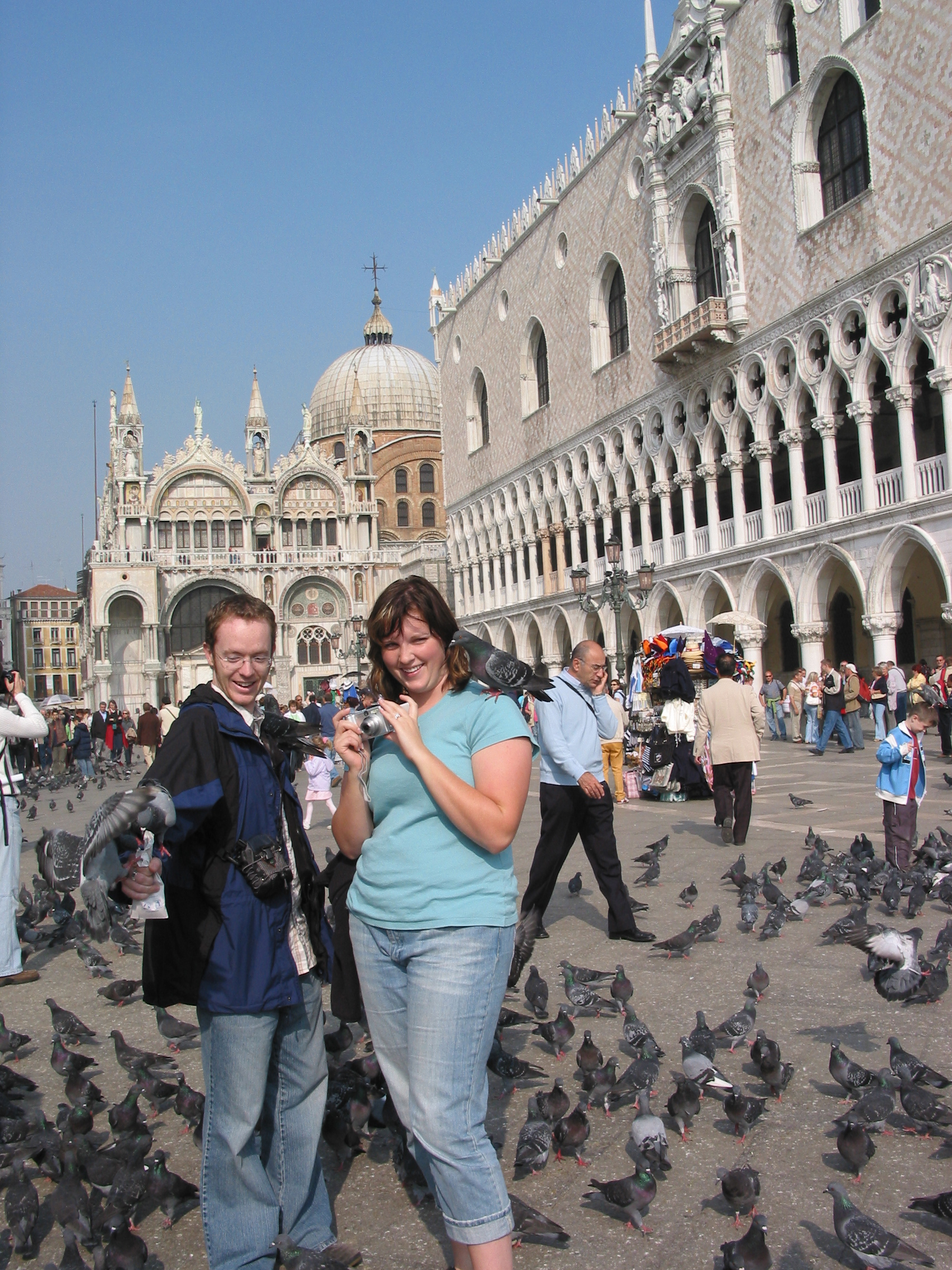 Europe Trip 2005 - Italy (Venice - Pigeons, St Mark's Basilica / Square / Clocktower, Gondola Ride, Gelato)
