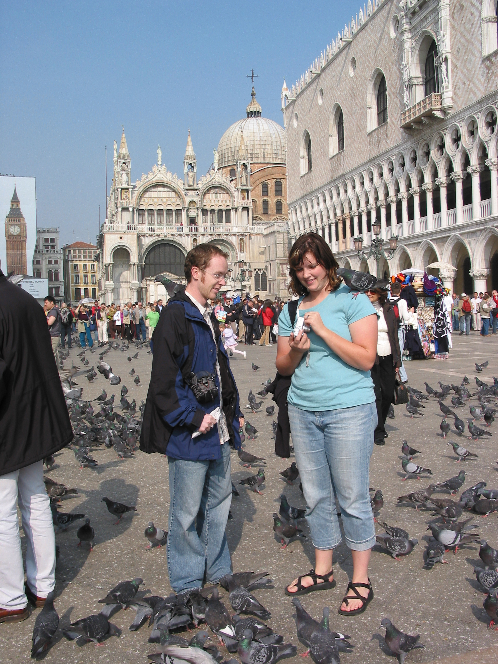 Europe Trip 2005 - Italy (Venice - Pigeons, St Mark's Basilica / Square / Clocktower, Gondola Ride, Gelato)