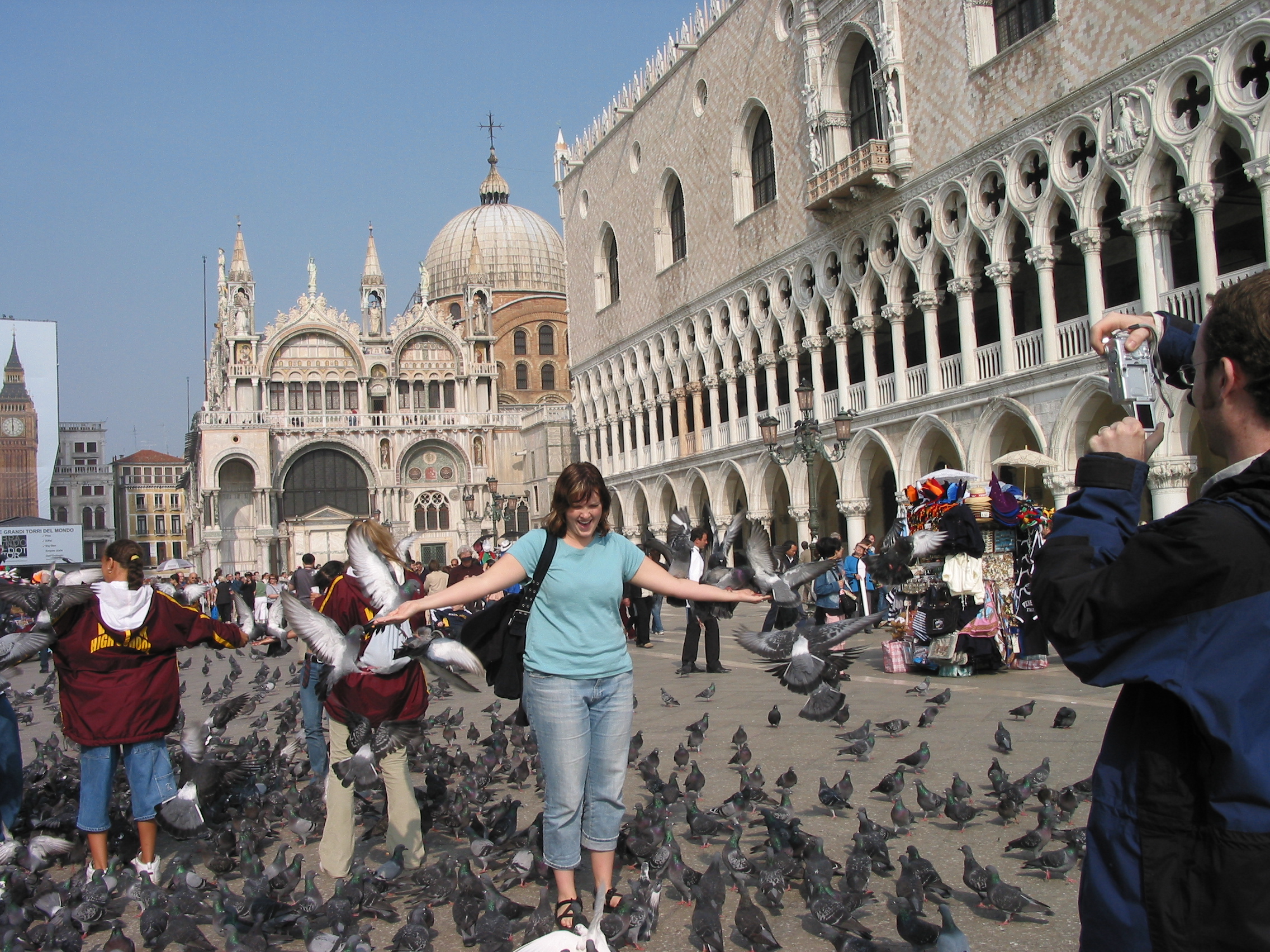 Europe Trip 2005 - Italy (Venice - Pigeons, St Mark's Basilica / Square / Clocktower, Gondola Ride, Gelato)