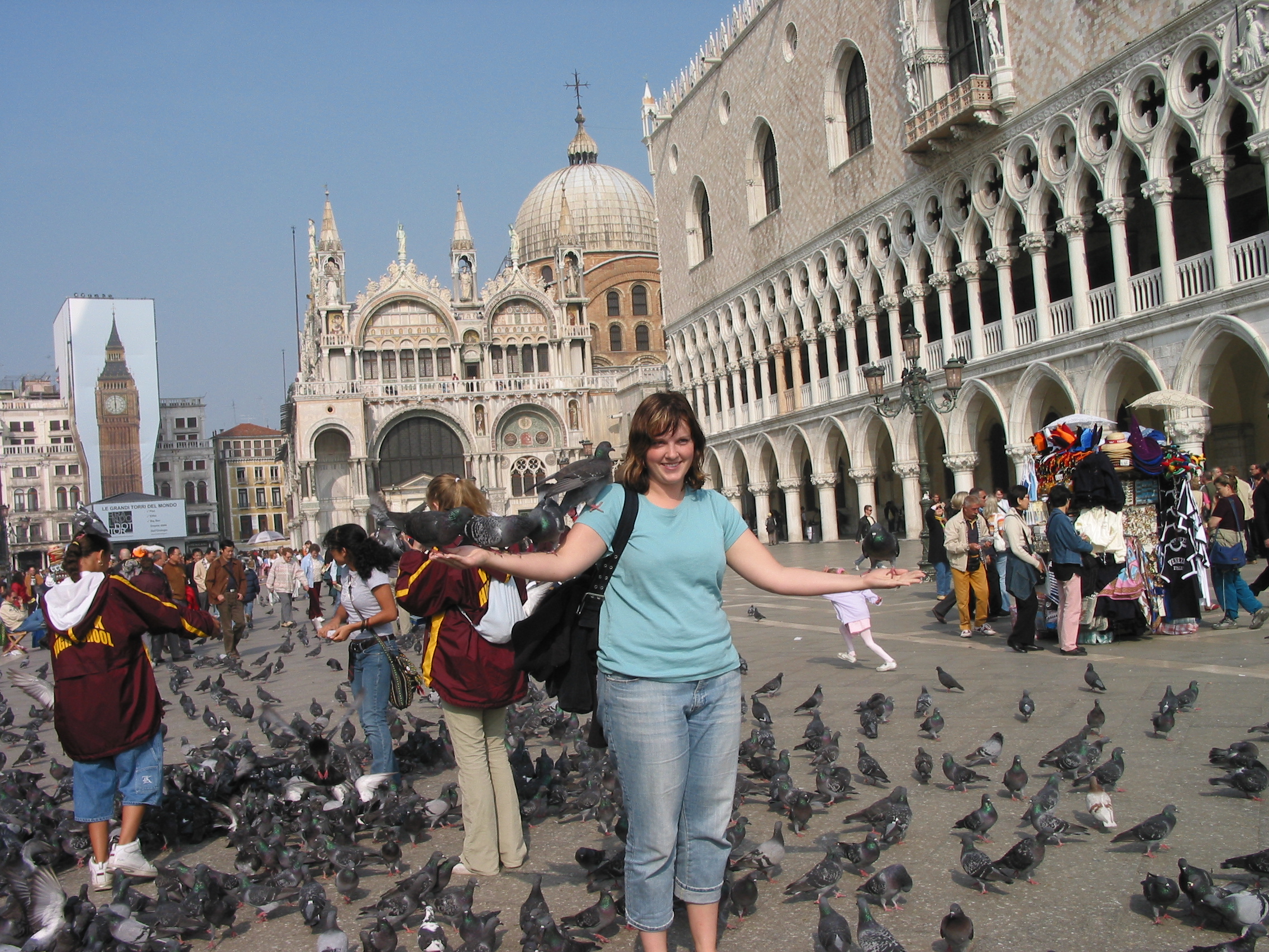 Europe Trip 2005 - Italy (Venice - Pigeons, St Mark's Basilica / Square / Clocktower, Gondola Ride, Gelato)