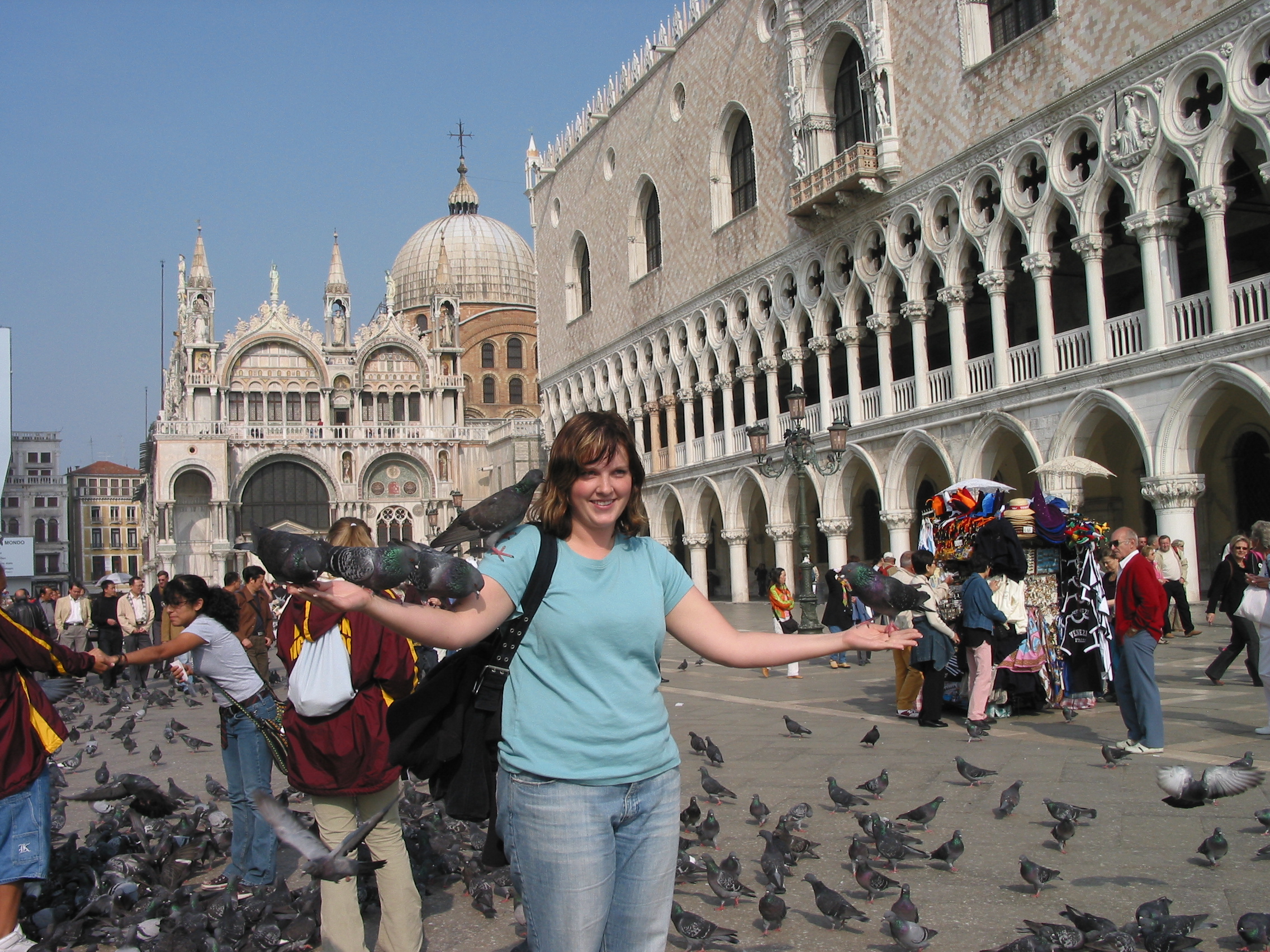 Europe Trip 2005 - Italy (Venice - Pigeons, St Mark's Basilica / Square / Clocktower, Gondola Ride, Gelato)
