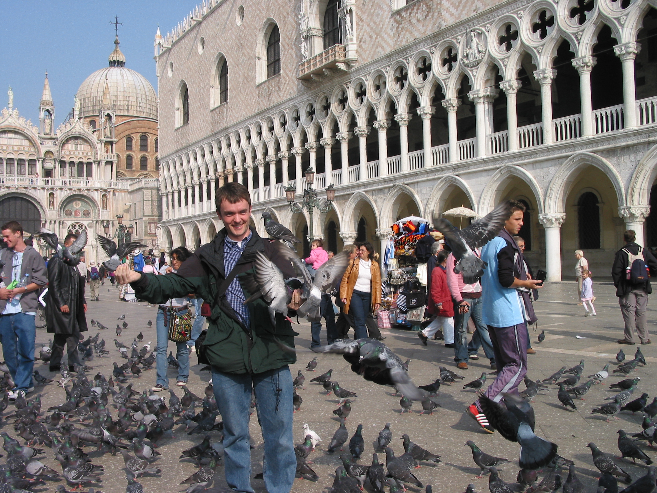 Europe Trip 2005 - Italy (Venice - Pigeons, St Mark's Basilica / Square / Clocktower, Gondola Ride, Gelato)