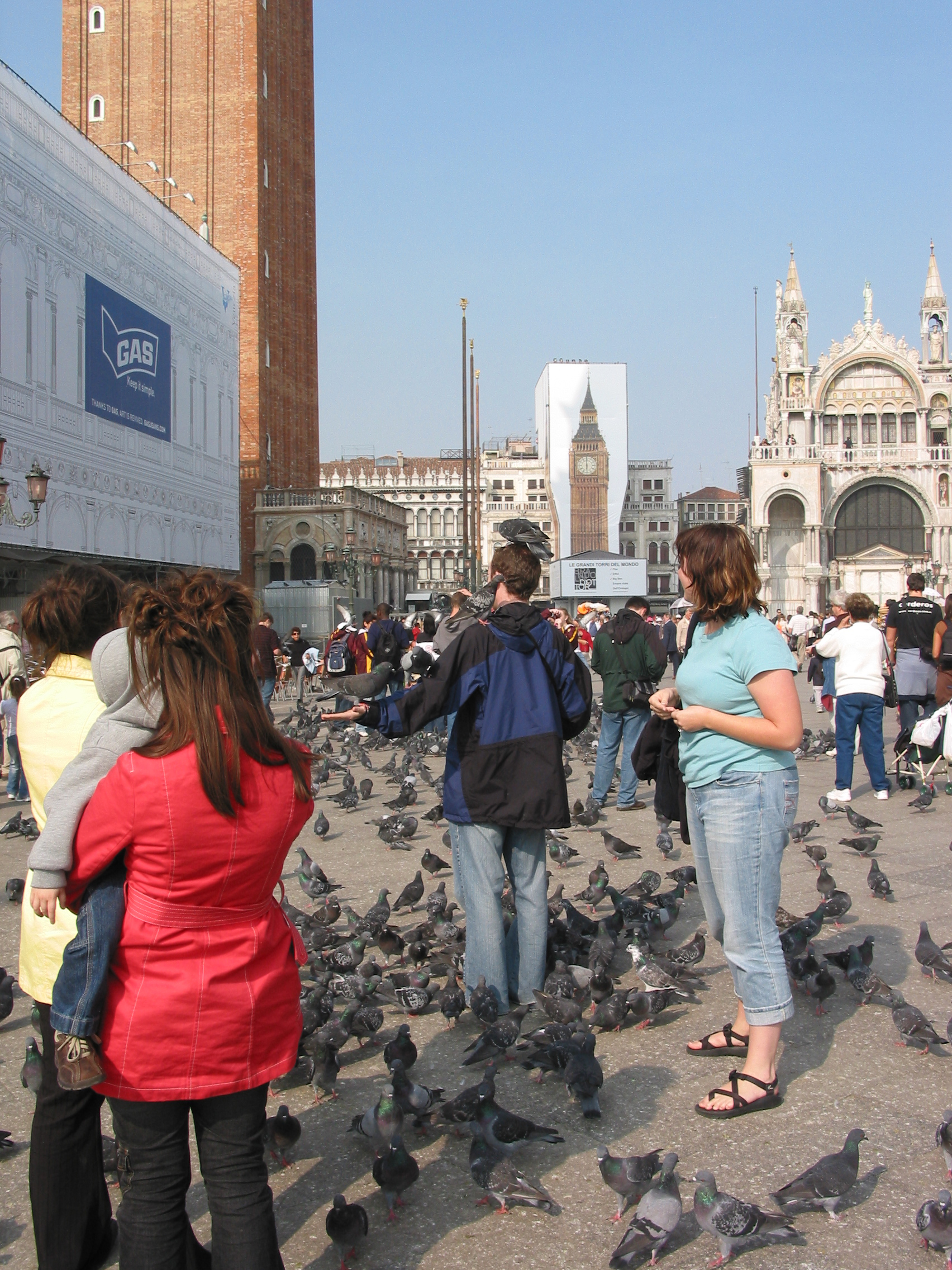 Europe Trip 2005 - Italy (Venice - Pigeons, St Mark's Basilica / Square / Clocktower, Gondola Ride, Gelato)