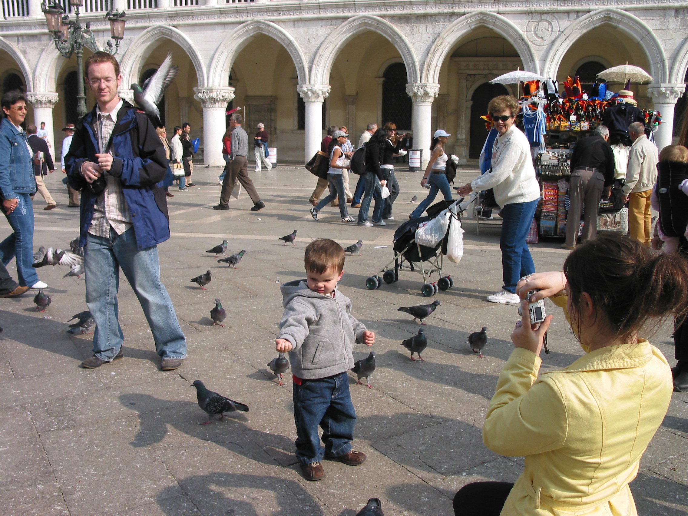 Europe Trip 2005 - Italy (Venice - Pigeons, St Mark's Basilica / Square / Clocktower, Gondola Ride, Gelato)