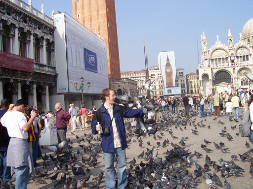 Europe Trip 2005 - Italy (Venice - Pigeons, St Mark's Basilica / Square / Clocktower, Gondola Ride, Gelato)