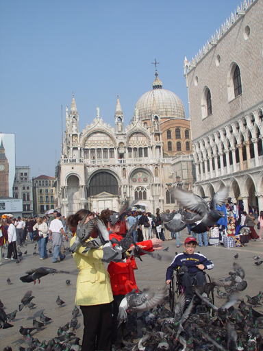 Europe Trip 2005 - Italy (Venice - Pigeons, St Mark's Basilica / Square / Clocktower, Gondola Ride, Gelato)