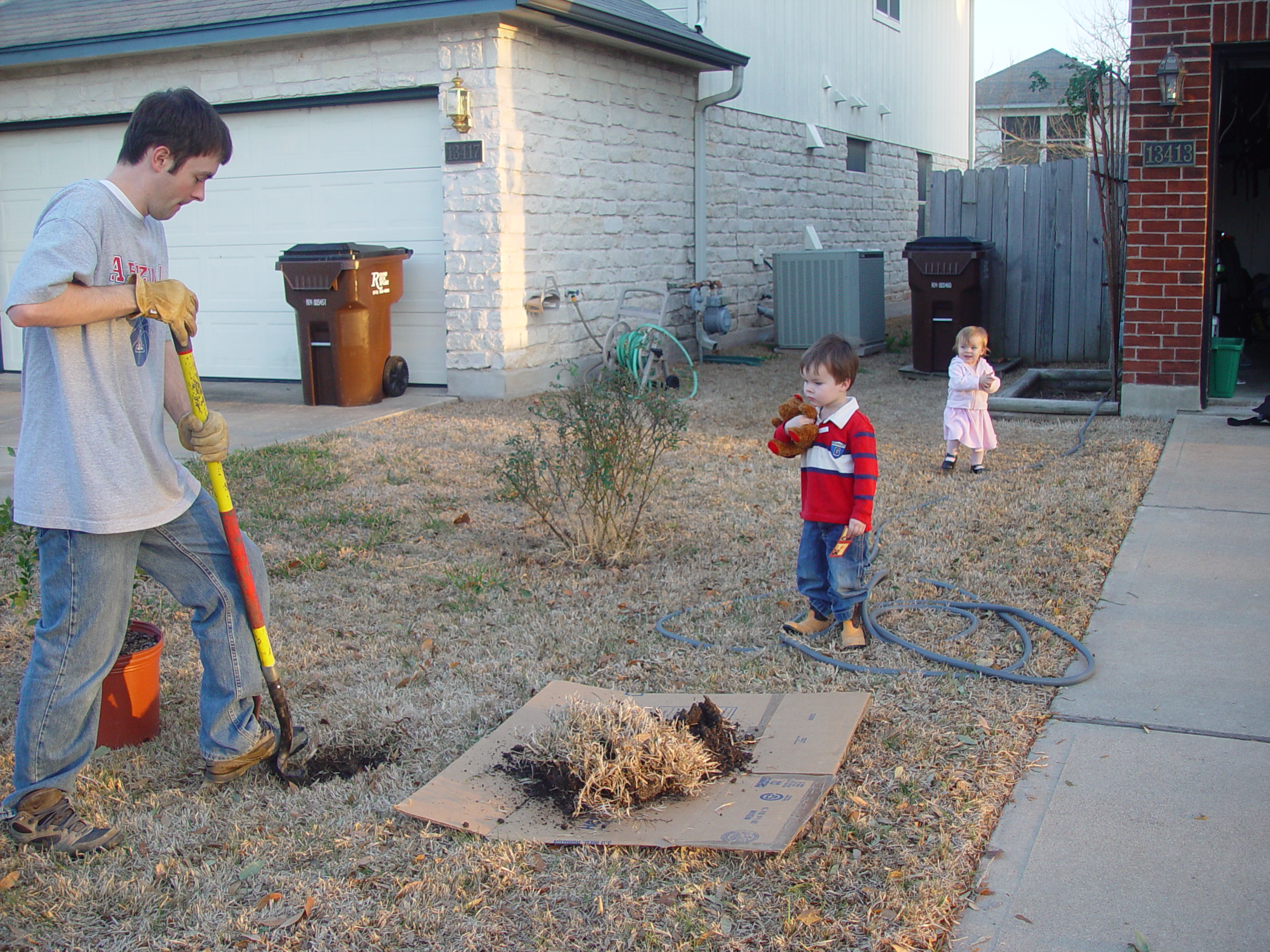 Coloring the Sidewalk w/ Ethan (Pearland, Texas), Planting Ava's Tree
