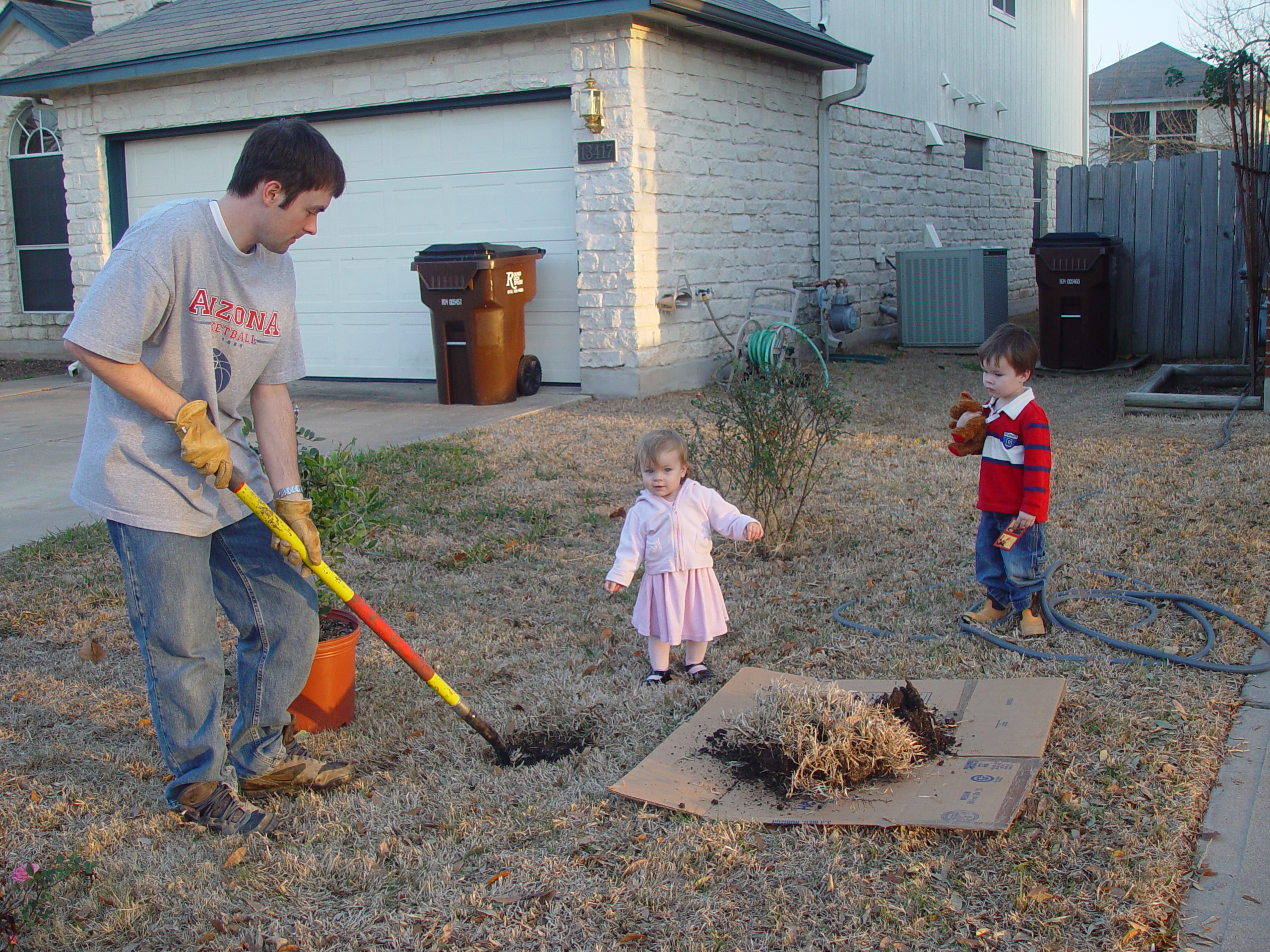 Coloring the Sidewalk w/ Ethan (Pearland, Texas), Planting Ava's Tree
