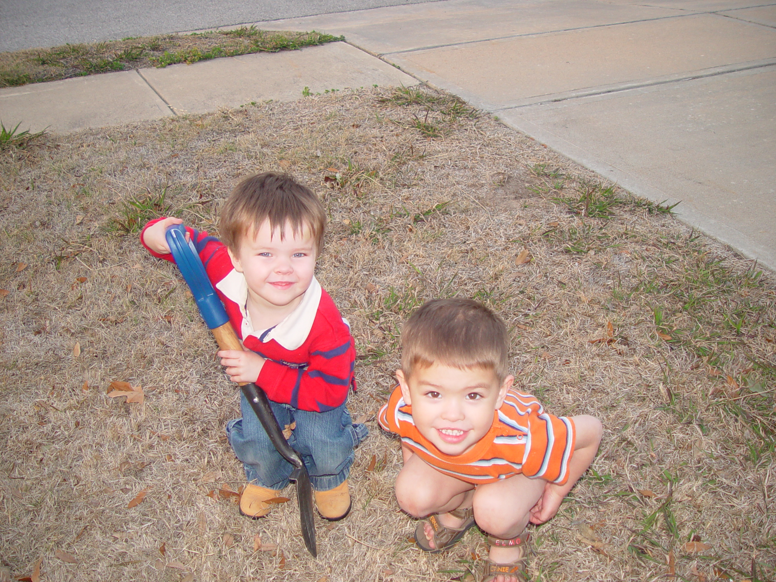 Coloring the Sidewalk w/ Ethan (Pearland, Texas), Planting Ava's Tree