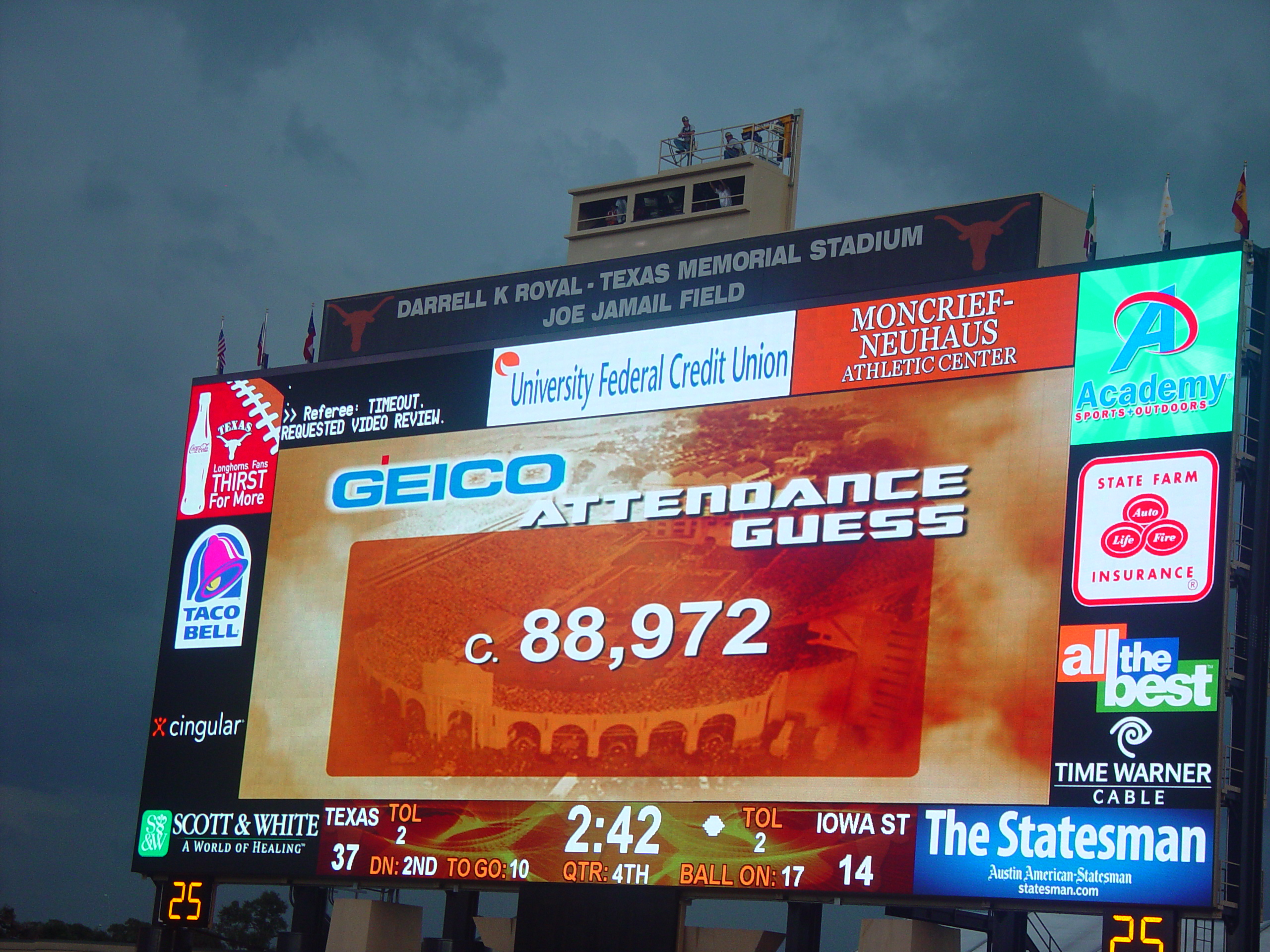 Joy School, Austin Bats (Congress Avenue Bridge), Football - #7 Texas Longhorns Destroy Iowa State 37-14
