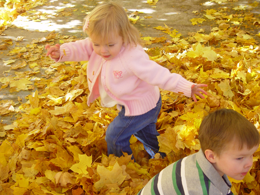 Playing in the Leaves, The Pumpkin Walk (North Logan, Utah)