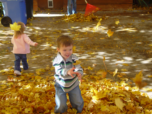 Playing in the Leaves, The Pumpkin Walk (North Logan, Utah)
