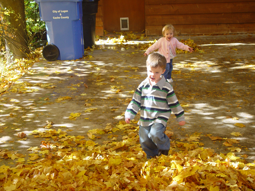 Playing in the Leaves, The Pumpkin Walk (North Logan, Utah)