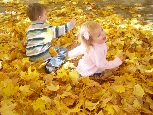 Playing in the Leaves, The Pumpkin Walk (North Logan, Utah)