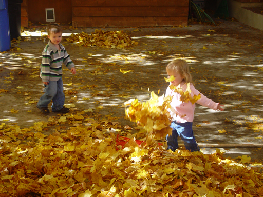 Playing in the Leaves, The Pumpkin Walk (North Logan, Utah)