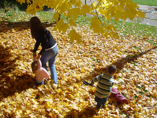 Playing in the Leaves, The Pumpkin Walk (North Logan, Utah)