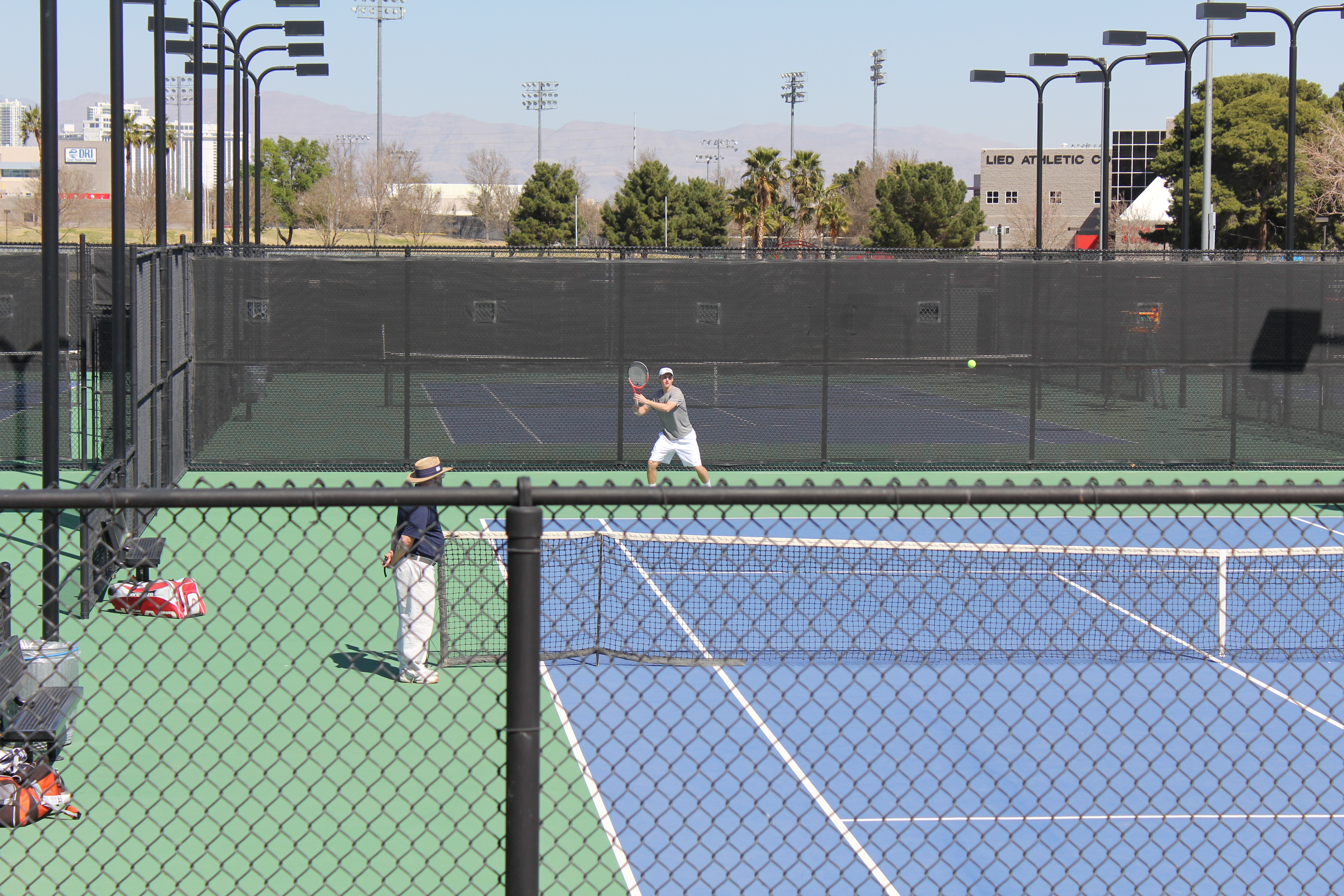 2012 Cabo Family Trip - Day 1 - Las Vegas (Nate Playing USU Tennis, Swimming)