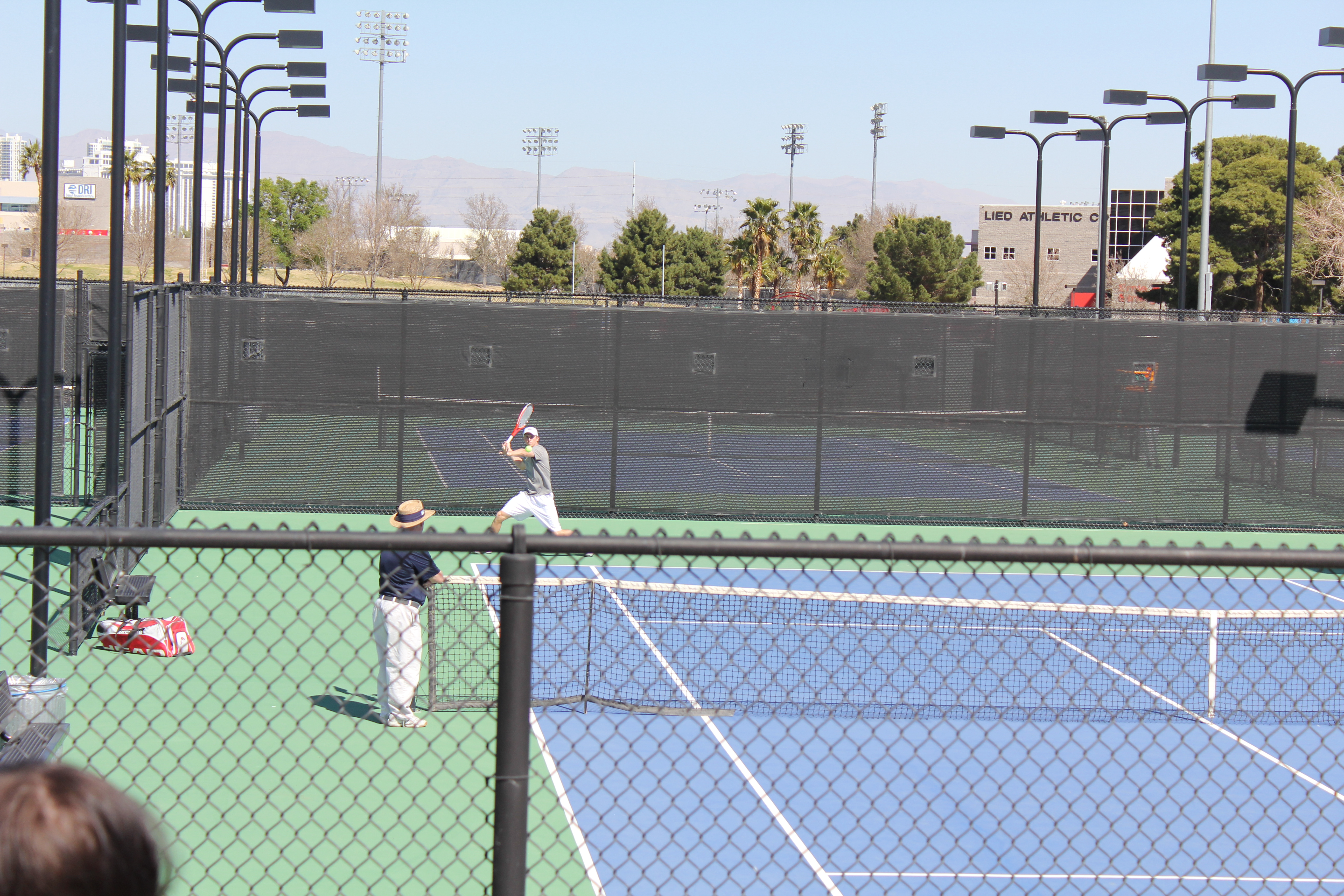 2012 Cabo Family Trip - Day 1 - Las Vegas (Nate Playing USU Tennis, Swimming)