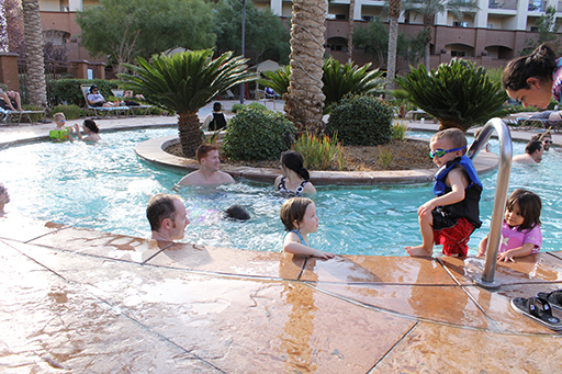 2012 Cabo Family Trip - Day 1 - Las Vegas (Nate Playing USU Tennis, Swimming)