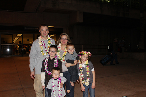 2012 Hawaii Family Trip - Day 1 (Grandma & Grandpa Ballam Welcome us to Hawaii with Hawaiian Leis )