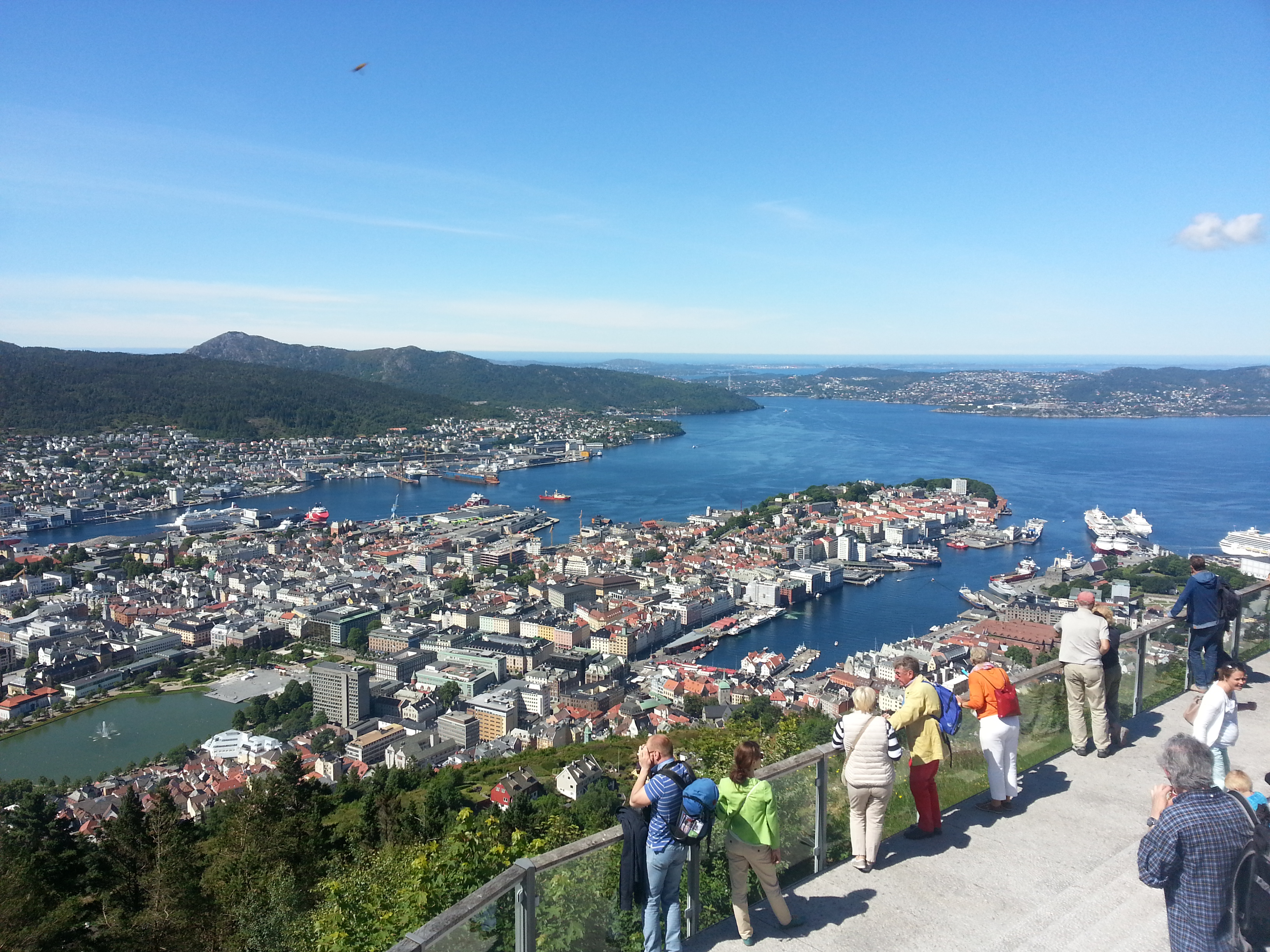 2014 Europe Trip Day 22 - Norway (Bergen: Fish Cakes, Fløibanen Funicular (Cable Railway up Mountain), Canoeing on Skomakerdiket Lake, Fisketorget (The Fish Market), Bryggen Wharf, Nordnes Seawater Pool, Jumping into the North Sea, Nordnes Alleys)