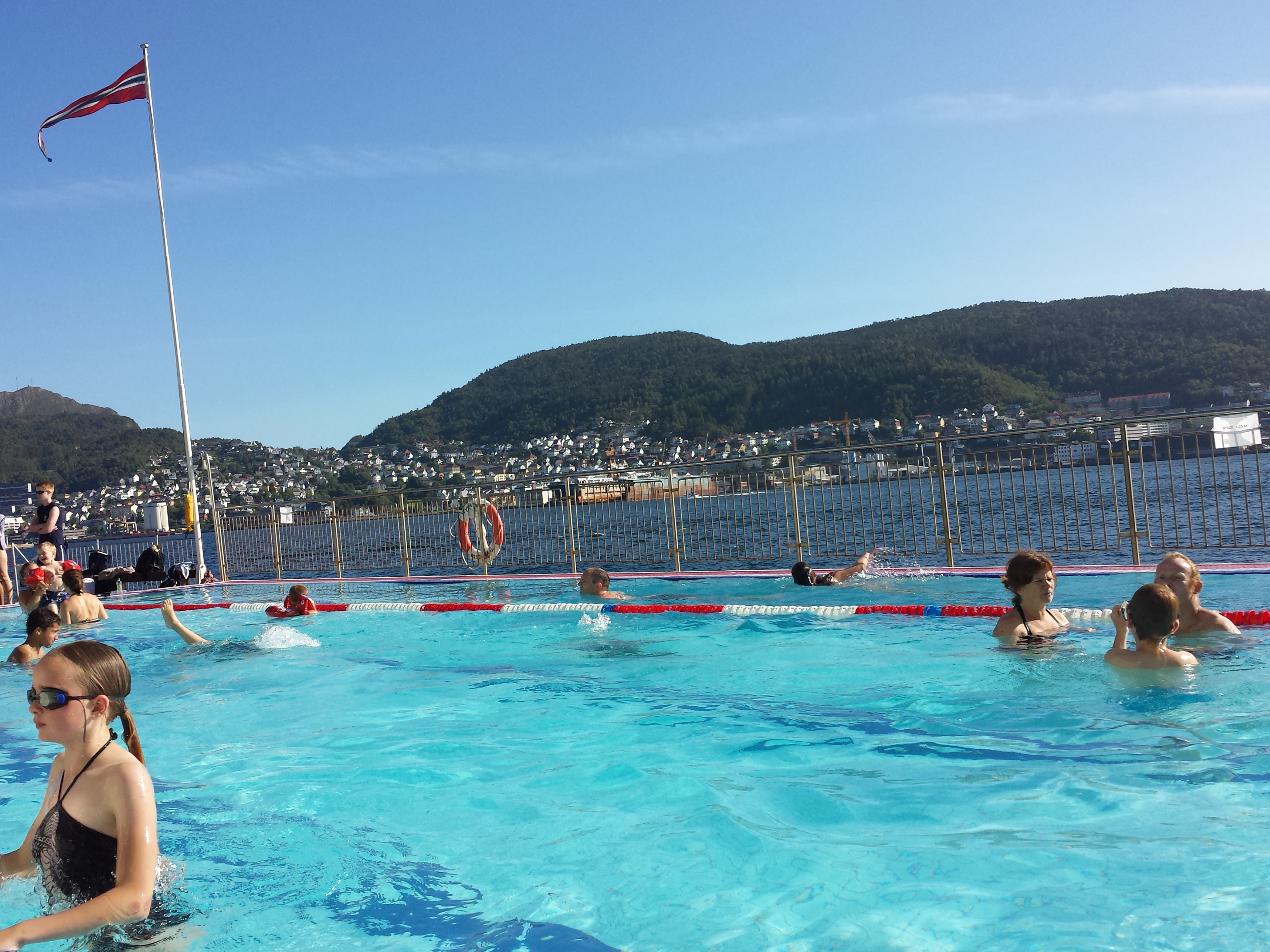 2014 Europe Trip Day 22 - Norway (Bergen: Fish Cakes, Fløibanen Funicular (Cable Railway up Mountain), Canoeing on Skomakerdiket Lake, Fisketorget (The Fish Market), Bryggen Wharf, Nordnes Seawater Pool, Jumping into the North Sea, Nordnes Alleys)