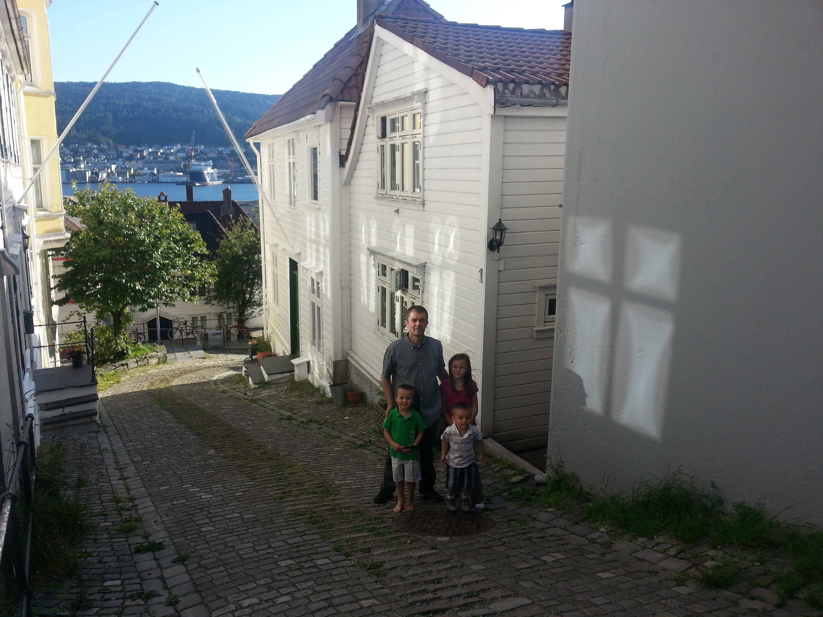 2014 Europe Trip Day 23 - Norway (Bergens Expressen City & Panorama Tour (Small Road Train), Fish Market Salmon and Whale, Bergen Light-Rail, Mormon church, Fantoft Stave Church, Downtown Bergen, Viking Playground, Beach)